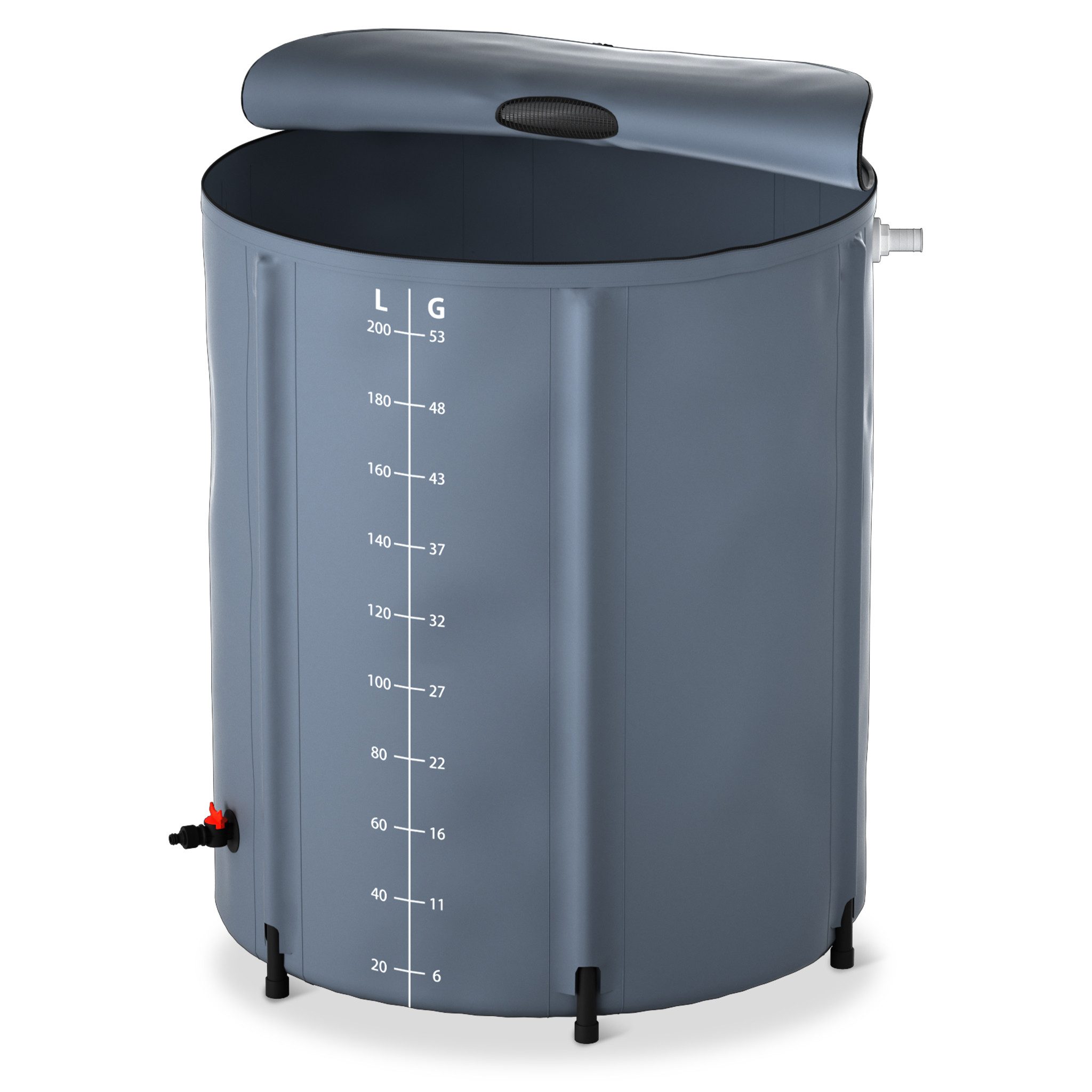 FIVMEN Regentonne Regenwassertonne faltbar Regenfass Wassertank Regenwassertank mit Hahn, 200 l, (200L / 380L / 500L / 750L), für Garten Balkon Regenfass mit Ablassventil und Überlaufschutz