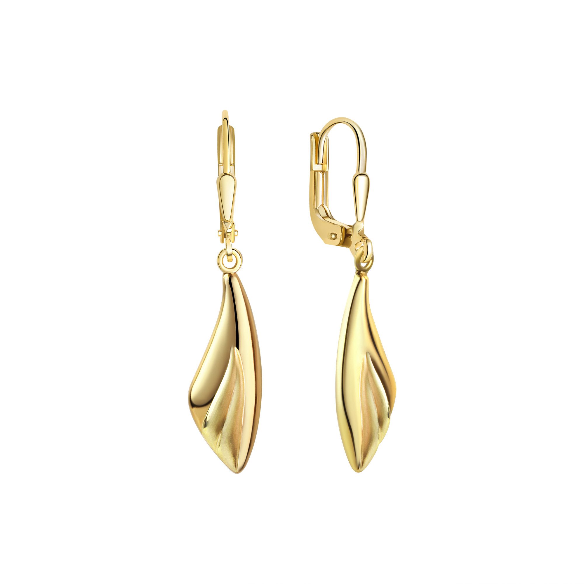 Paar Ohrhänger 375/- Gelbgold glanz/matt