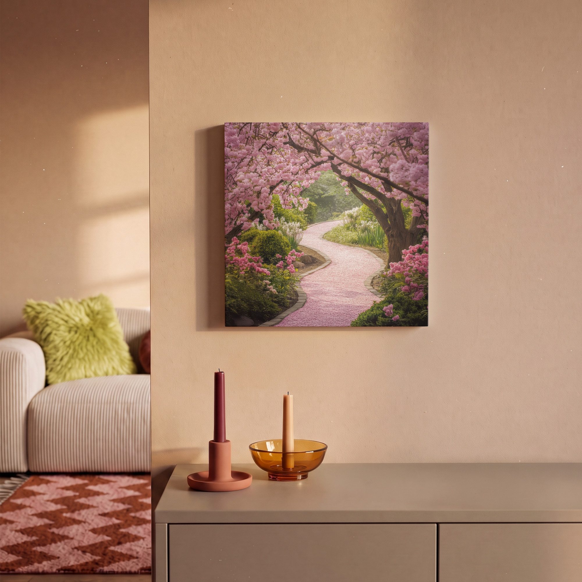 OneMillionCanvasses® Leinwandbild Kirschblüte - Natur - Sakura - Weg - Japanischer Garten, Fotodruck (1 St), Leinwand Canvas Wandbild, Wanddekoration 20x30 cm – Bild 2 von 5