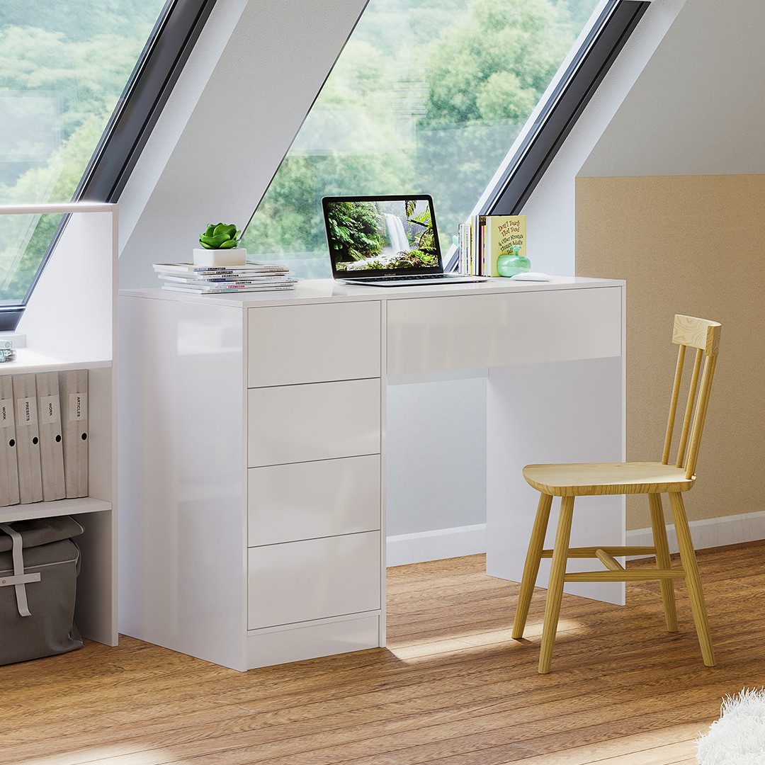 Bellamio Schreibtisch Livny mit 5 Schubladen beidseitig montierbar (Push-To günstig online kaufen