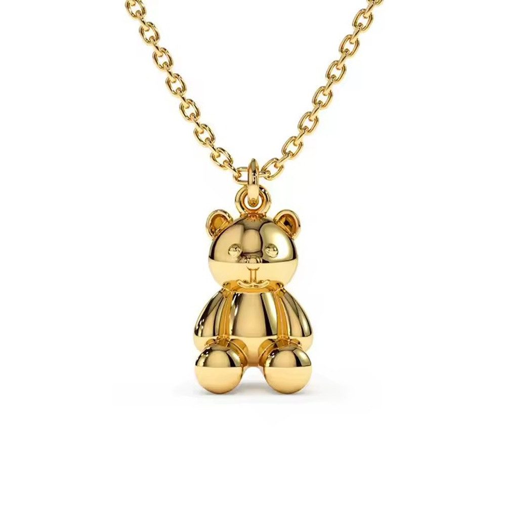 Runde Perlé Kette mit Anhänger Mini Teddybär, minimalistische Halskette, 92 günstig online kaufen