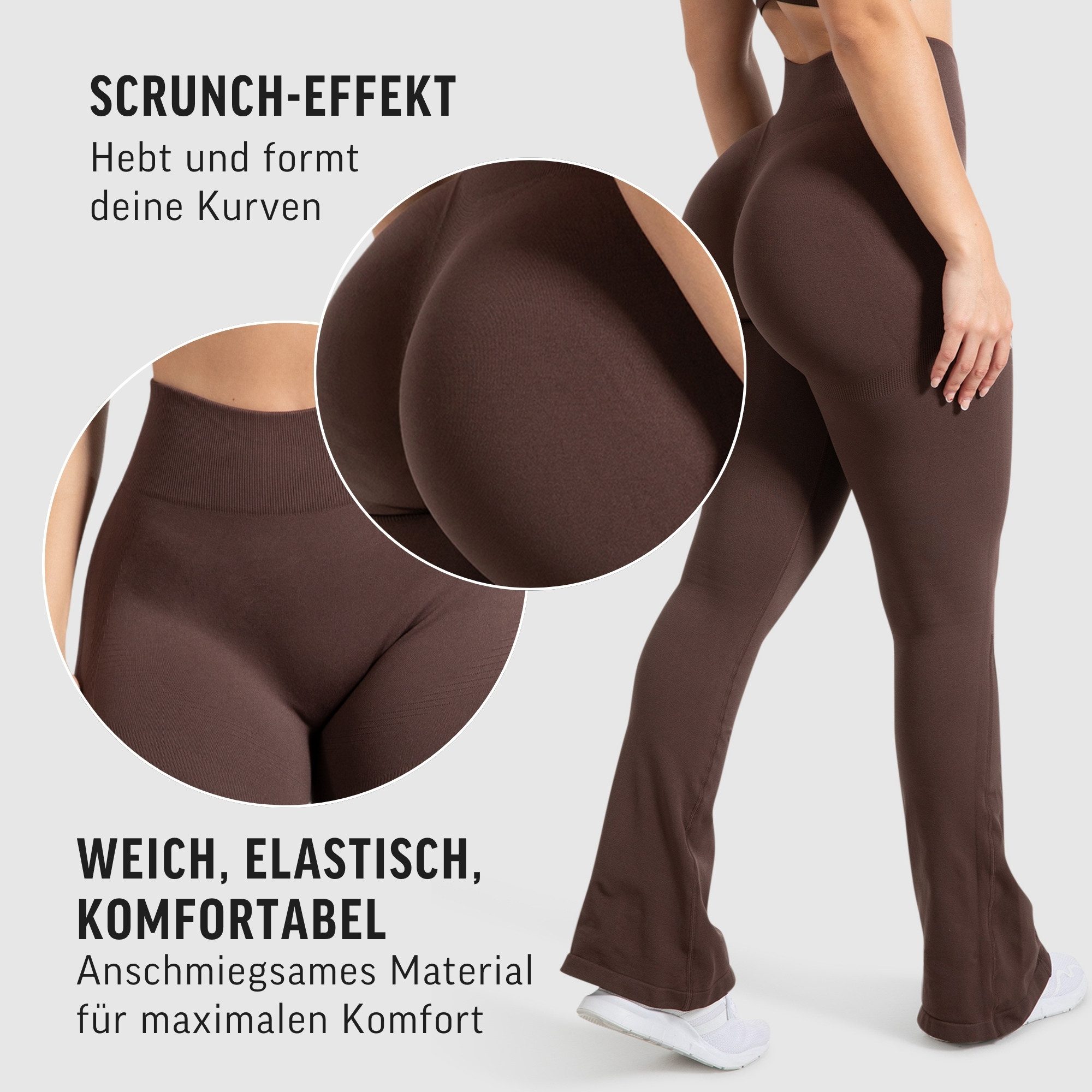 Smilodox Schlaghose Aylin Scrunch, Leggings mit Booty Push Effekt, Gym, Yoga & Freizeit Scrunch Naht, Booty Push, Weites Bein, Elastisch, High Waist