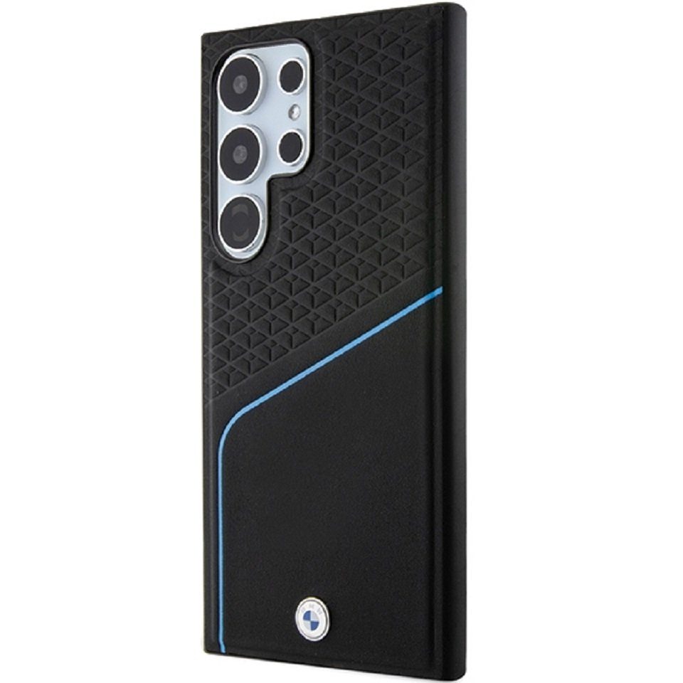 BMW Handyhülle Case Galaxy S24 Ultra MagSafe Echtleder schwarz blau 6,8 Zoll, Kantenschutz