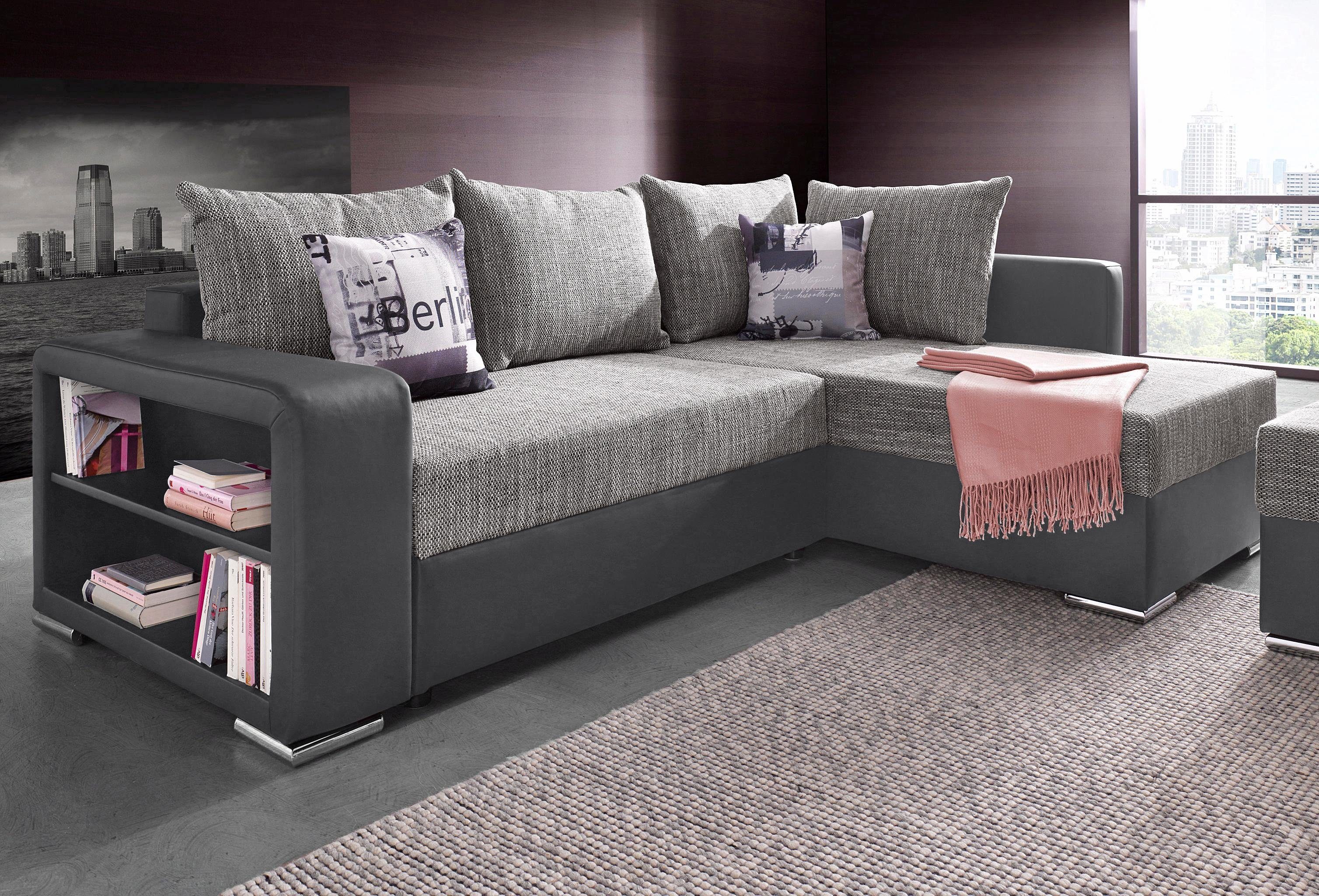 COLLECTION AB Ecksofa John L-Form, mit Bettfunktion, Bettkasten und Regalarmteil