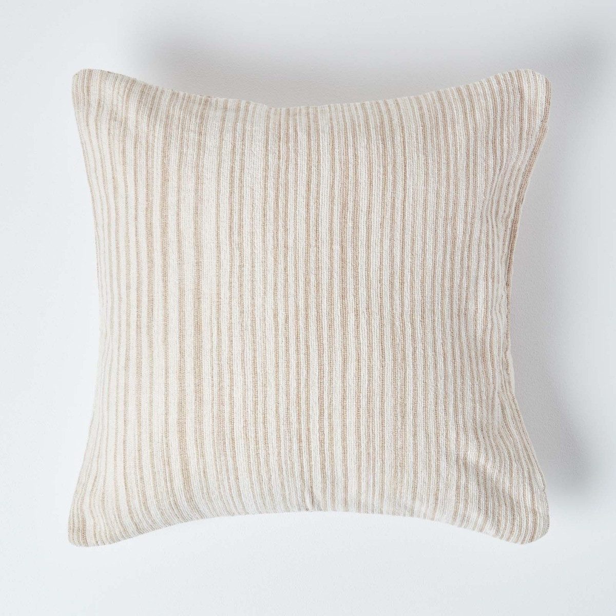Homescapes Kissenhülle Gestreifter Chenille-Kissenbezug in Beige, 45 x 45 c günstig online kaufen