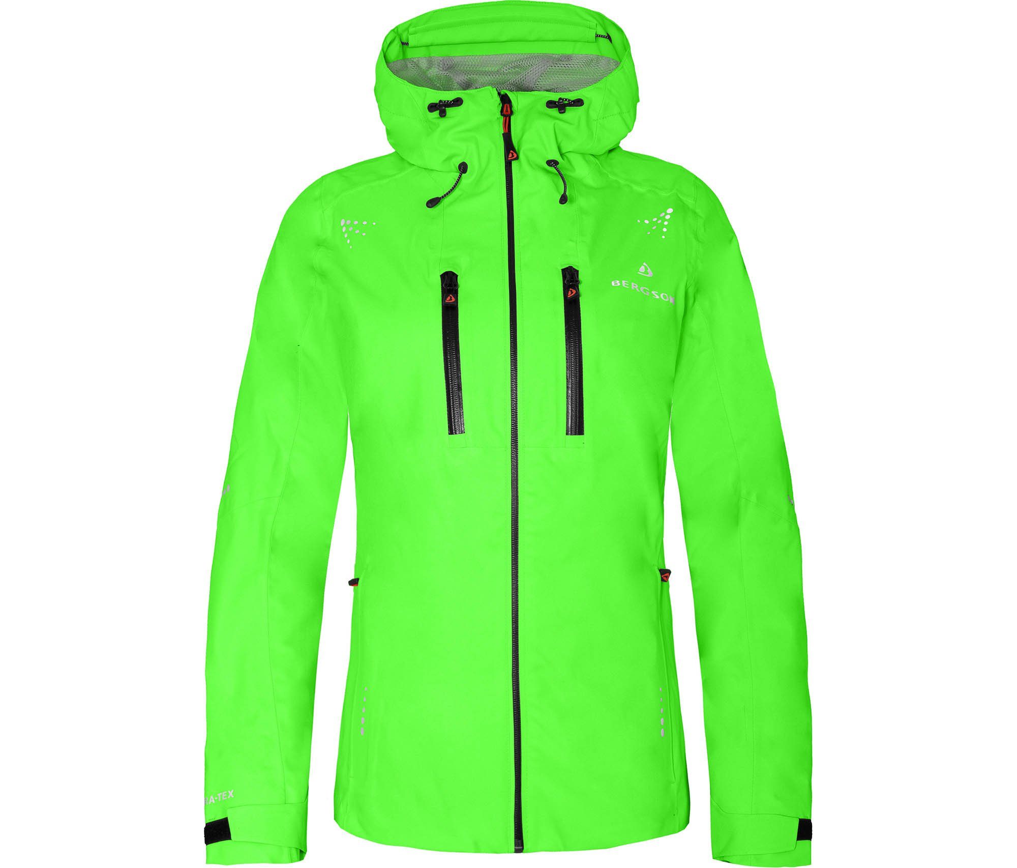 recycelt, Bergson Damen Regenjacke, Wassersäule, grün Netzfutter, Gecko LEKNES mm Outdoorjacke Normalgrößen, 20000