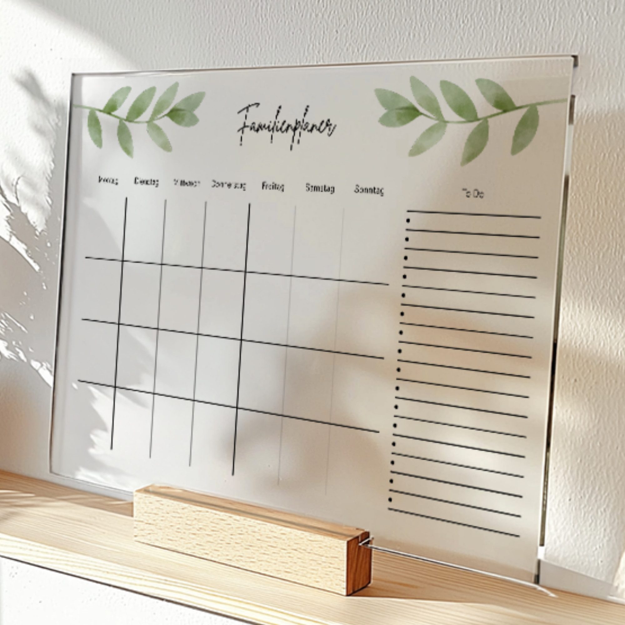 MeinBaby123® Tischkalender Acrylglas Wochenplaner abwischbar, Wochenplan, wiederverwendbar, Familienplaner, Notizen, To Dos, Terminkalender, Wandkalender