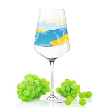 GRAVURZEILE Rotweinglas Leonardo Puccini Weingläser mit UV-Druck - Summerfeeling Design, Glas, Sommerliche Weingläser für Aperol, Weißwein und Rotwein