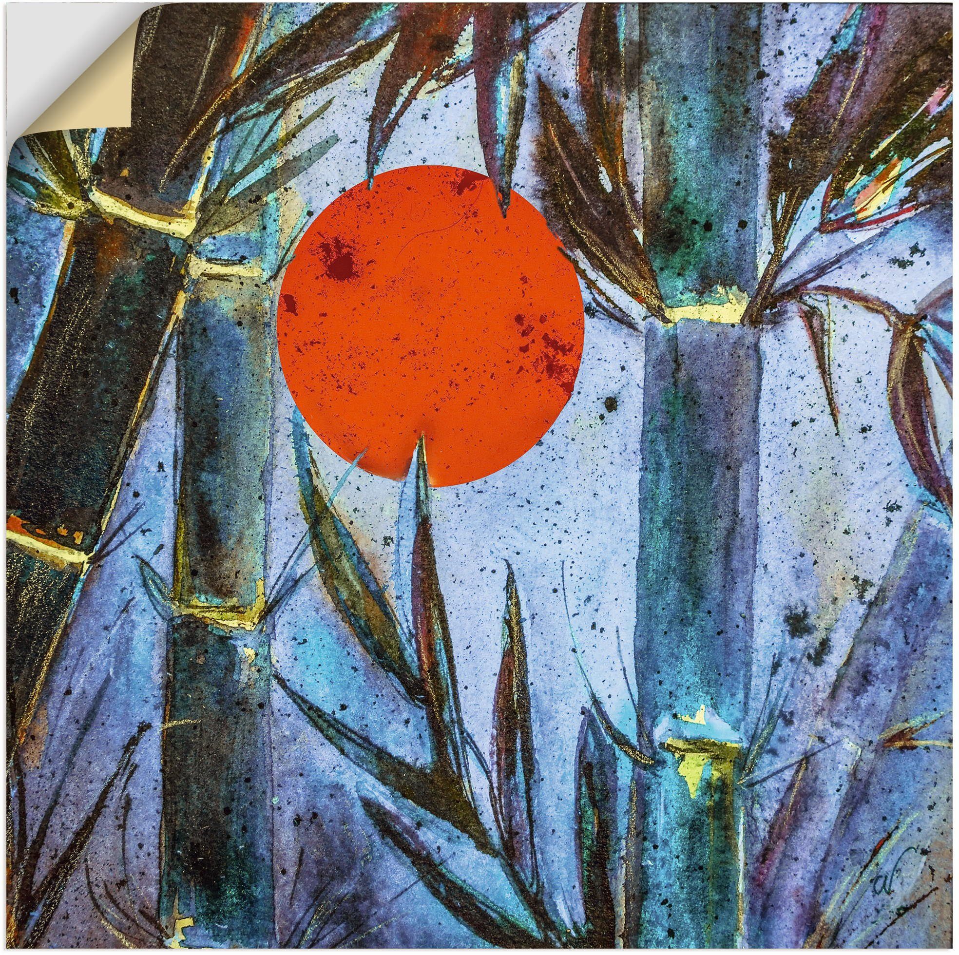 Artland Wandbild Bambus St), (1 Arrangements im Größen als Licht, in oder Alubild, versch. blauen Wandaufkleber Leinwandbild, Poster