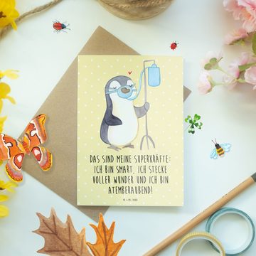 Mr. & Mrs. Panda Grußkarte Pinguin Sauerstoff - Gelb Pastell - Geschenk, Hochzeitskarte, Sauers, Hochglänzende Veredelung