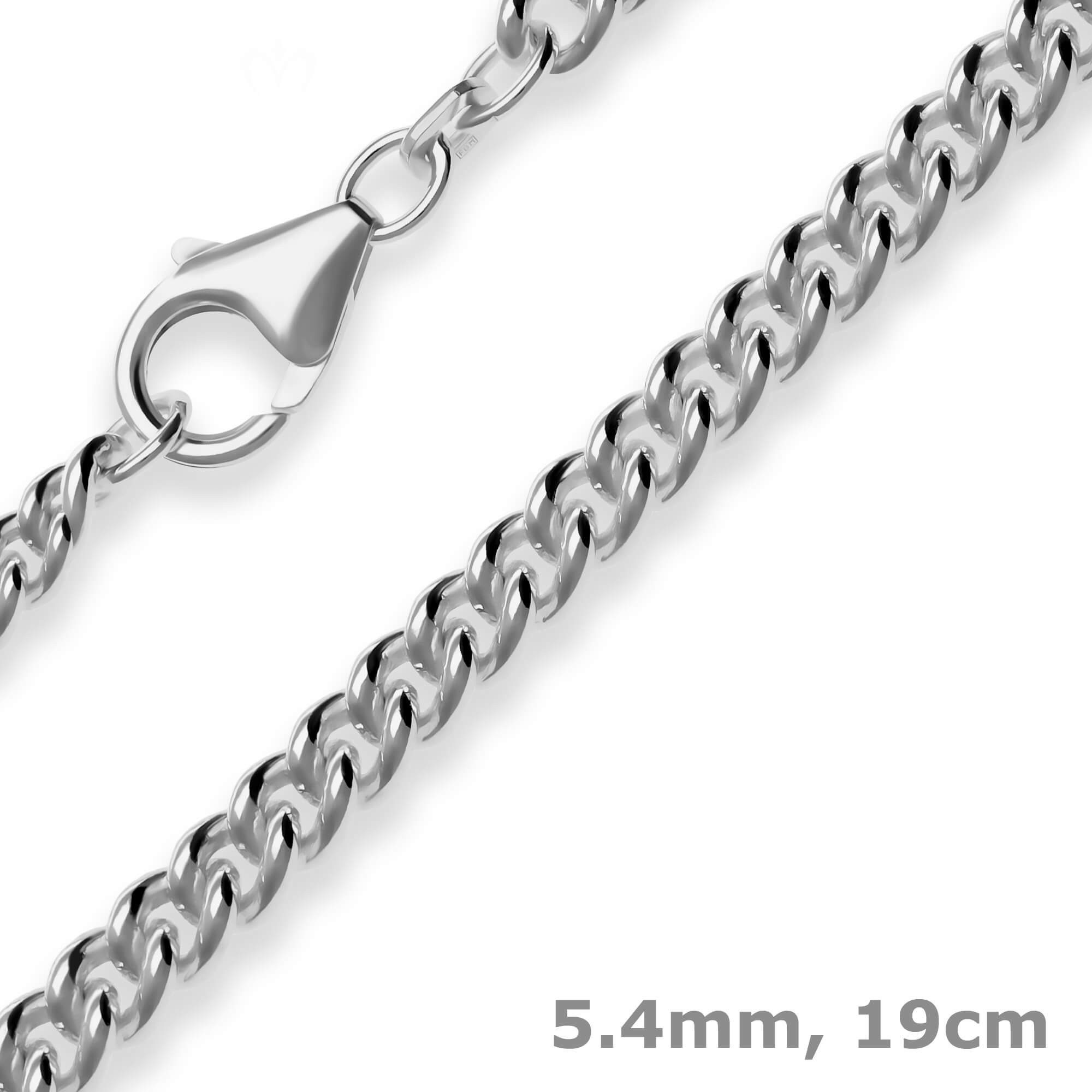Schmuck Krone Panzerarmband 5,4mm Armband Panzerkette rund aus 925 Silber rhodiniert 19cm, Silber 925