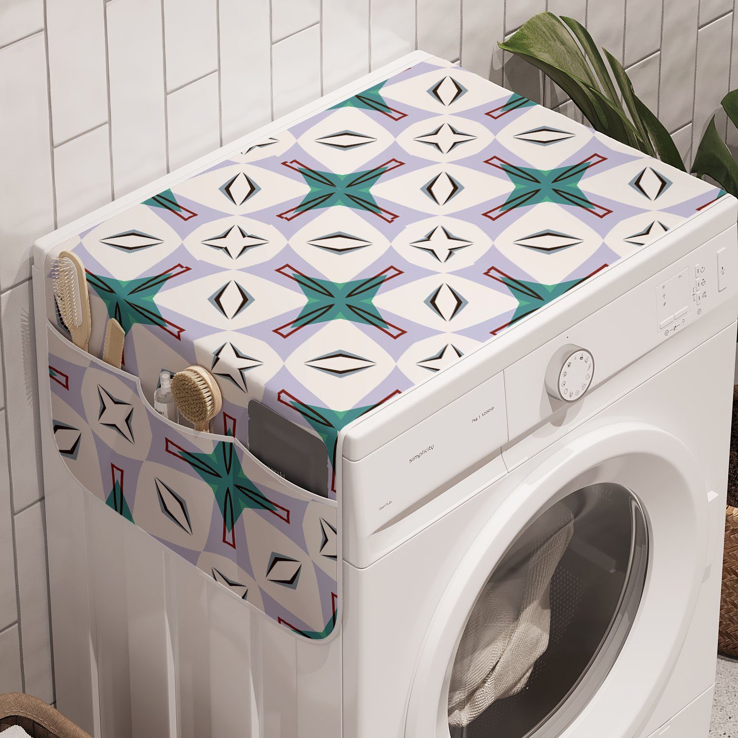 geometrische Modern abstrakte für und Waschmaschine Anti-Rutsch-Stoffabdeckung Abakuhaus Badorganizer Trockner,