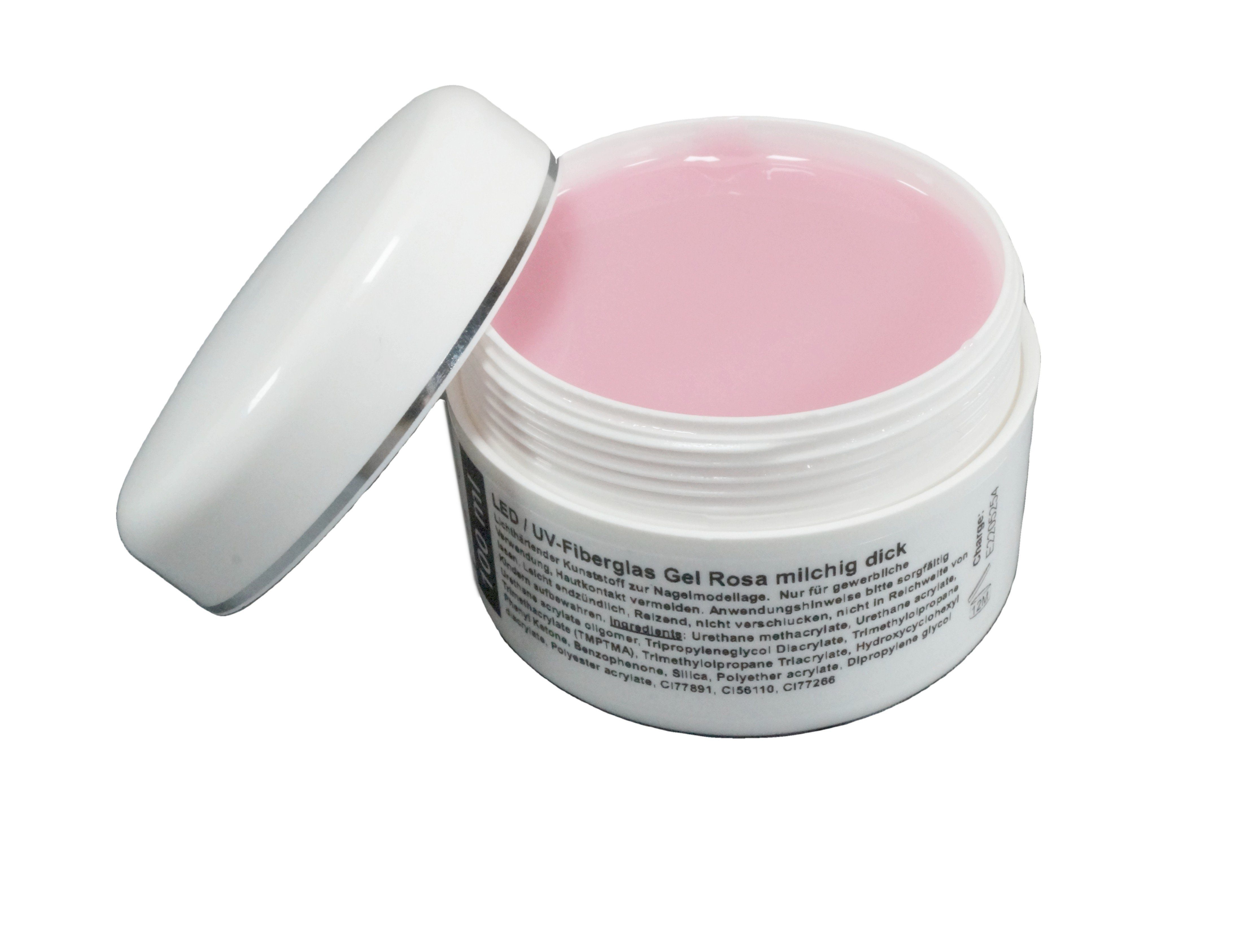 UV-Gel LED/UV-Fiberglas Gel dickviskose milchig rosa 1 Phasengel, Aufbaugel