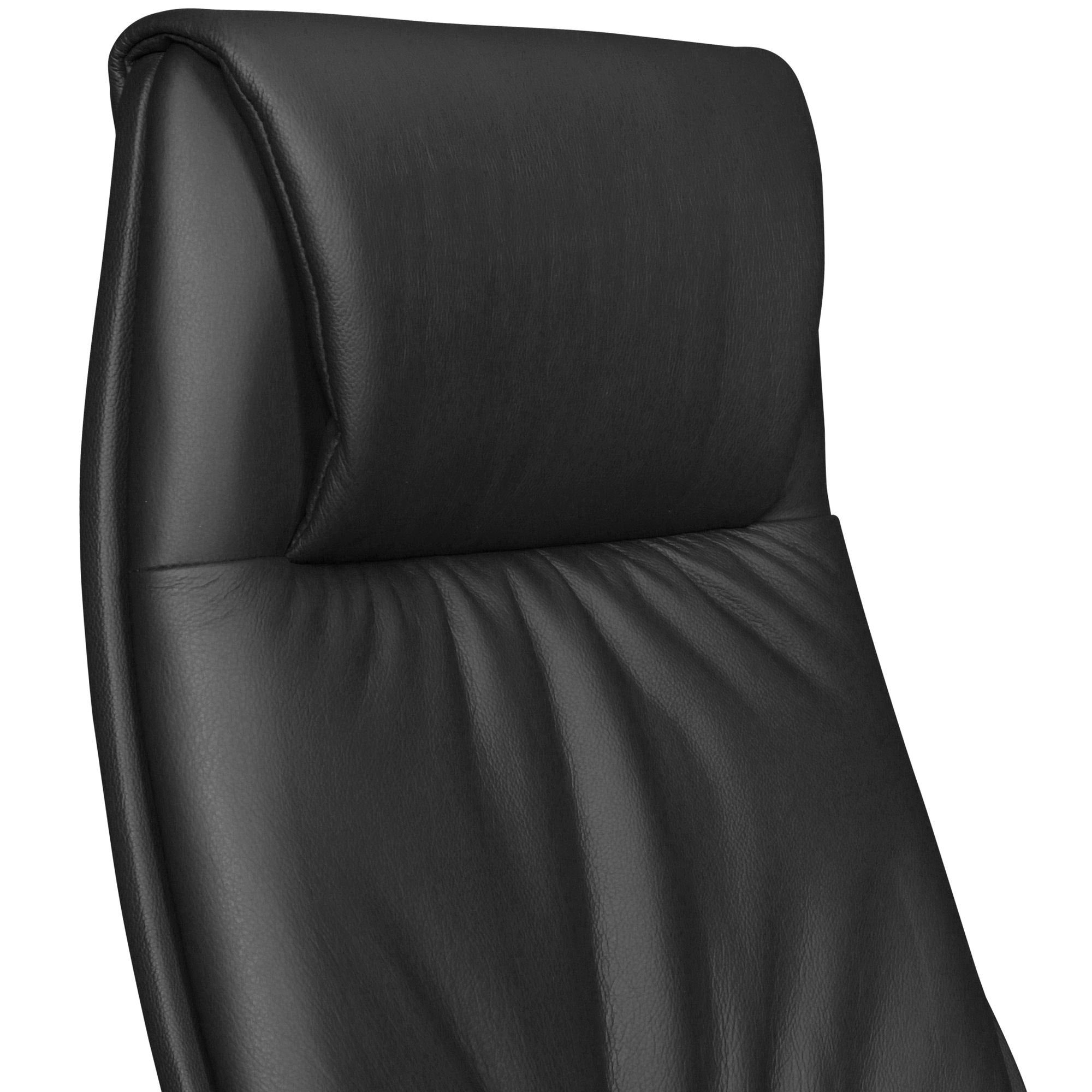 Schwarz (Echtleder 120kg), FINEBUY X-XL Chefsessel Schreibtischstuhl Bürostuhl Schwarz Kopfstütze | SuVa1069_1 Schwarz Chefsessel Synchronmechanik