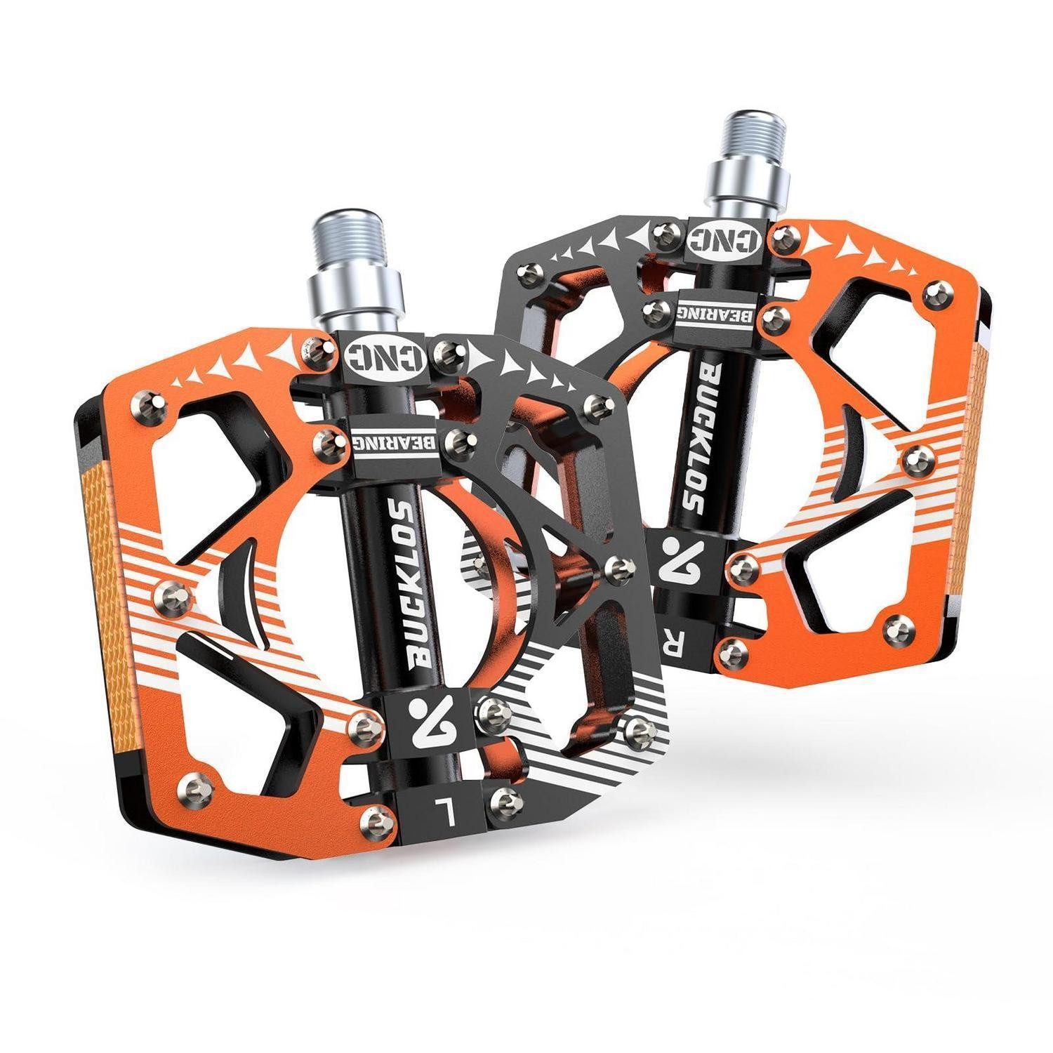LuxusKollektion Plattformpedale MTB Aluminium Plattformpedale CNC 9/16" Orange/Schwarz