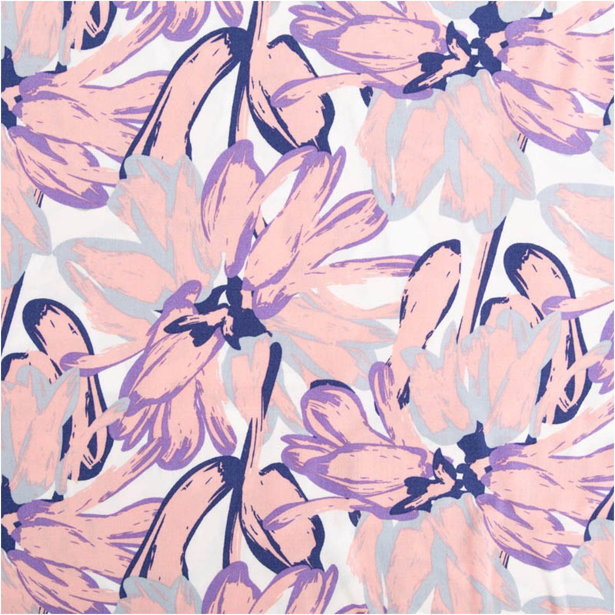 Thumbnail - SCHÖNER LEBEN. Stoff Viskose Stoff Popeline Blumen rosa 145cm Breite, allergikergeeignet