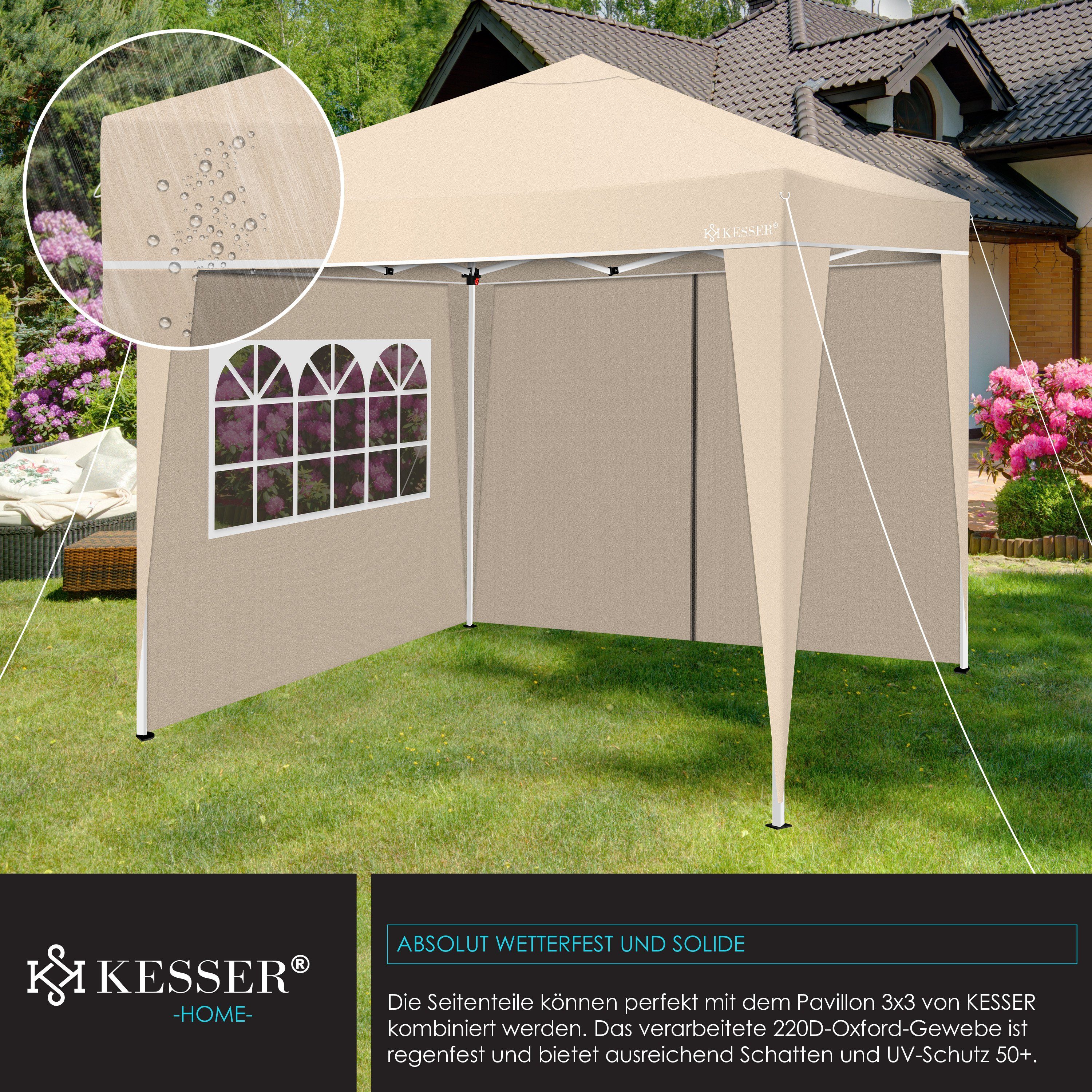 CROWN SHADES Seitenwand Für 8x8 Pop Up Markise – Blau, Silberbeschichtet, UV & Wasserdicht