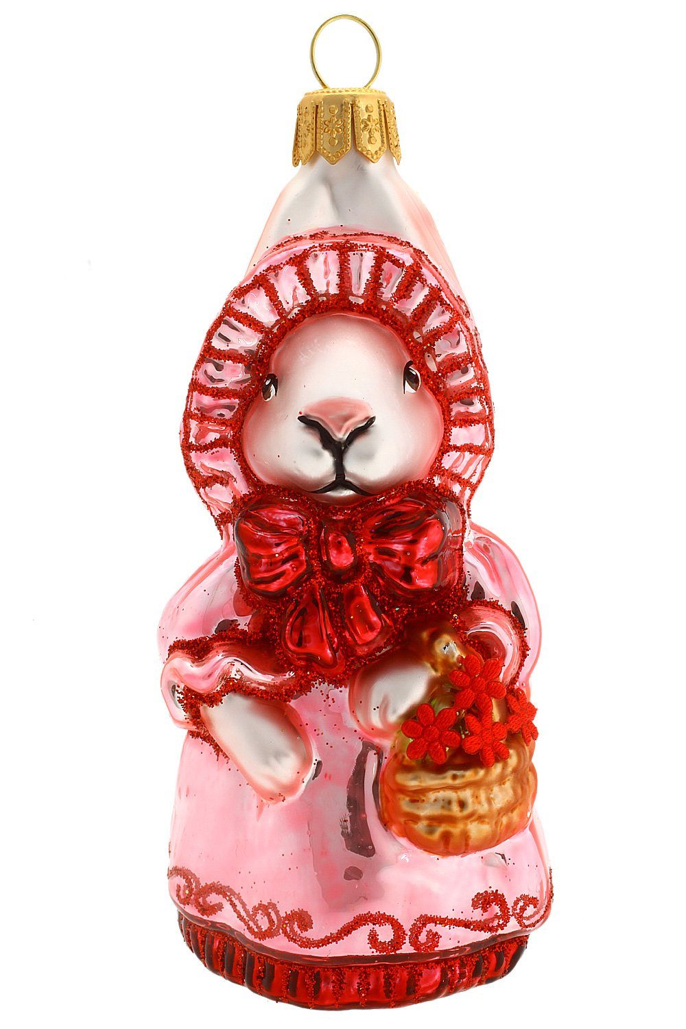 Hamburger Weihnachtskontor Osterhase Häsin (1-tlg), mundgeblasen - handdekoriert