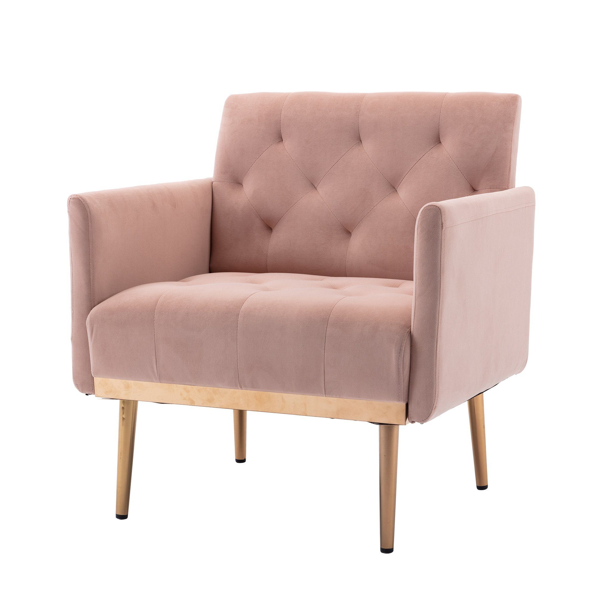REDOM Esszimmerstuhl Freizeitsessel mit Füßen,Vierbeiniger roségoldenen Stuhl, rosa Akzentstuhl