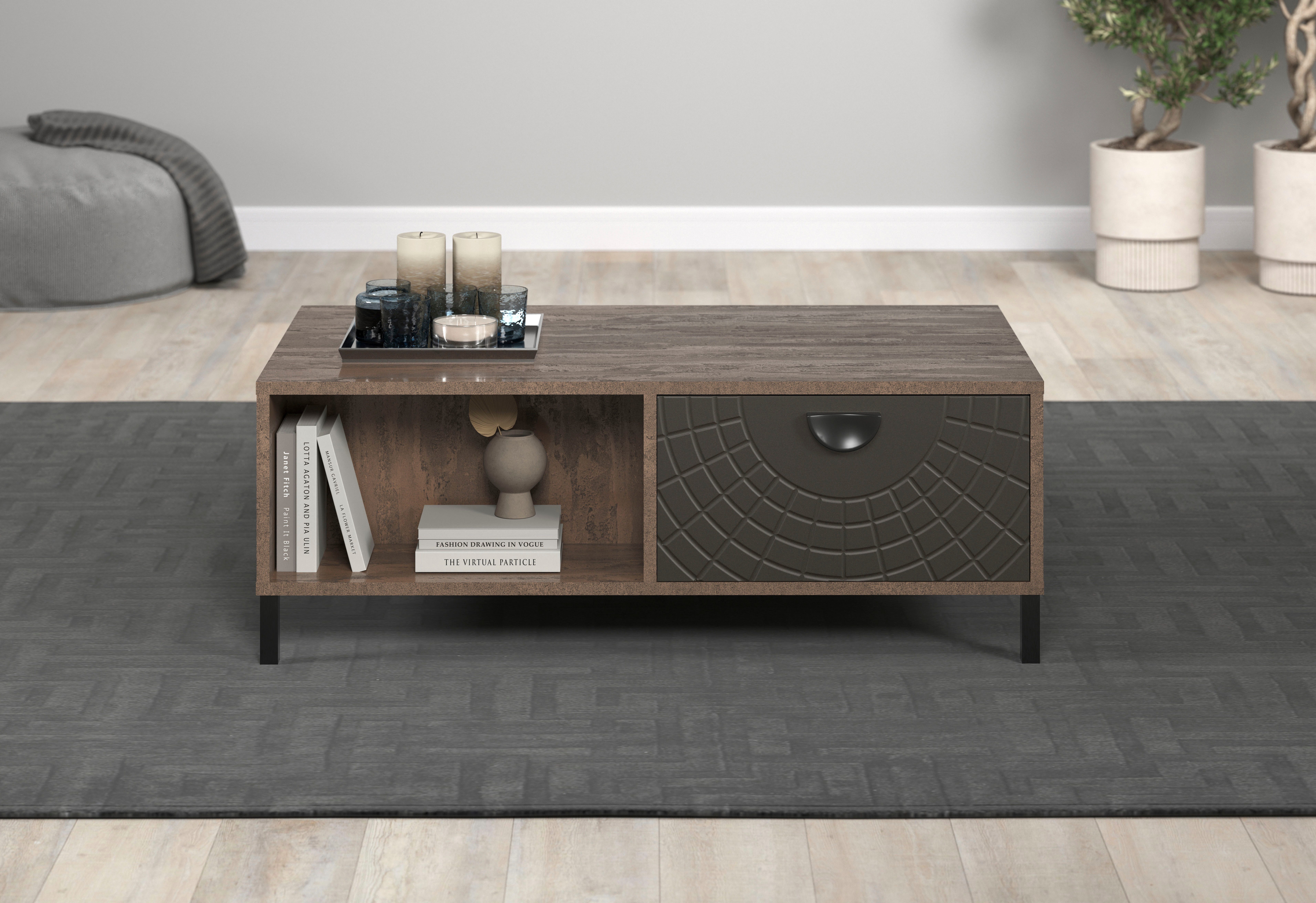 Home affaire Couchtisch Fusion (1-St), Couchtisch mit 2 Schubladen & 2 offenen Fächern - (B/T/H) 110/60/37 cm