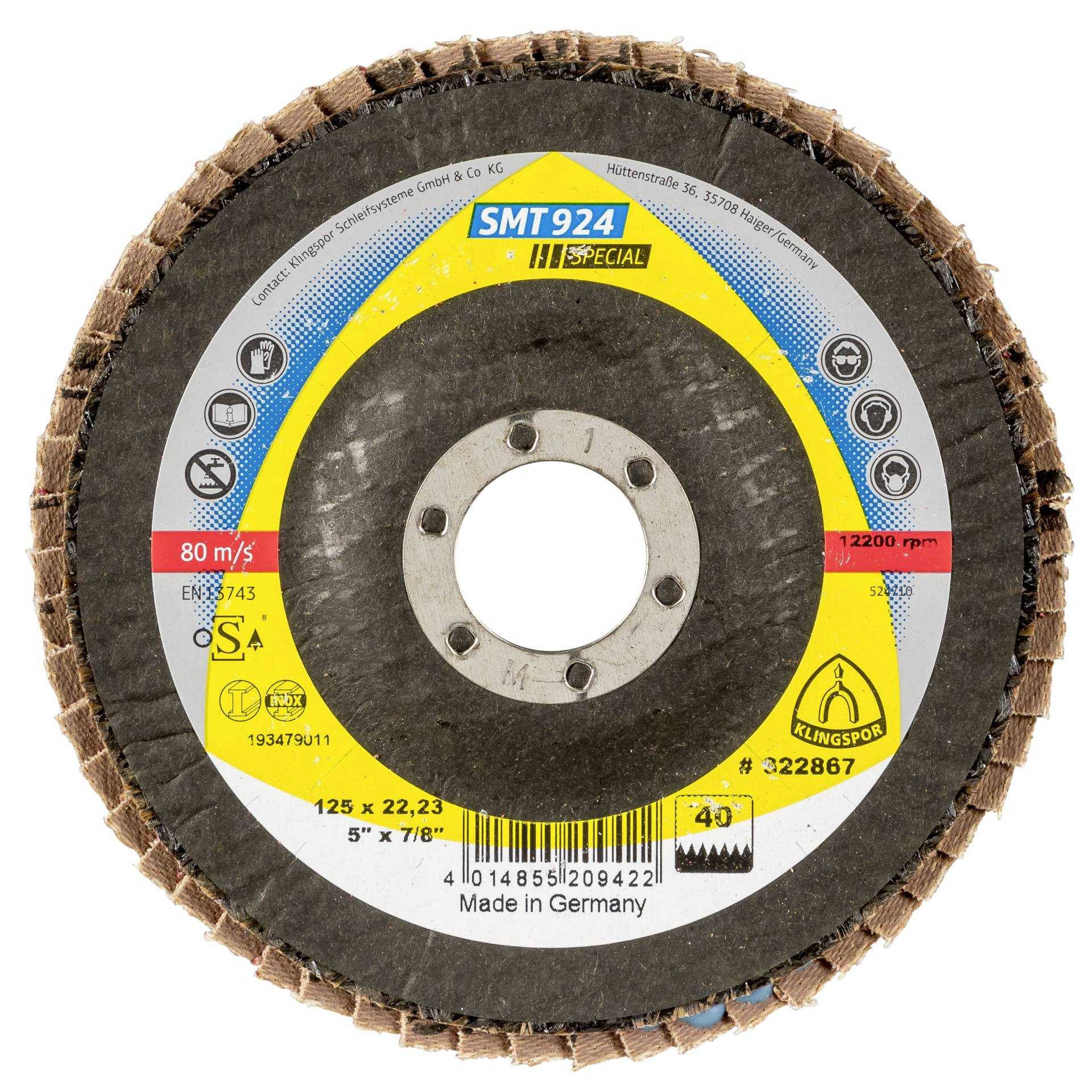 Klingspor Ersatzscherkopf Klingspor SMT 924 Schleifmop- teller 125x22,23 mm Korn 40 gew