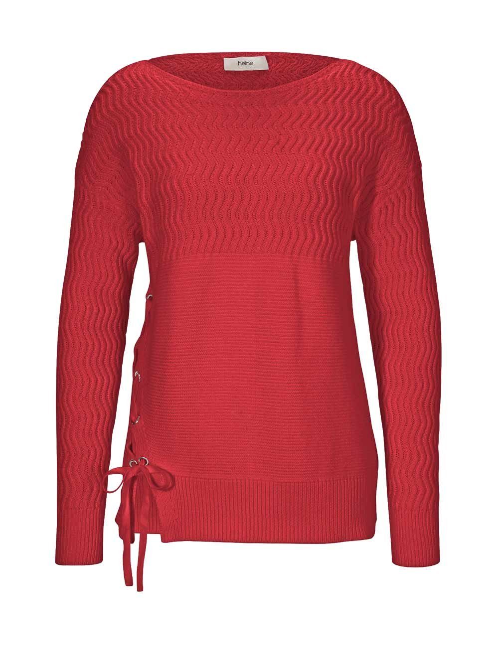 heine Wickelpullover HEINE Damen Pullover mit Zierschnürung, rot