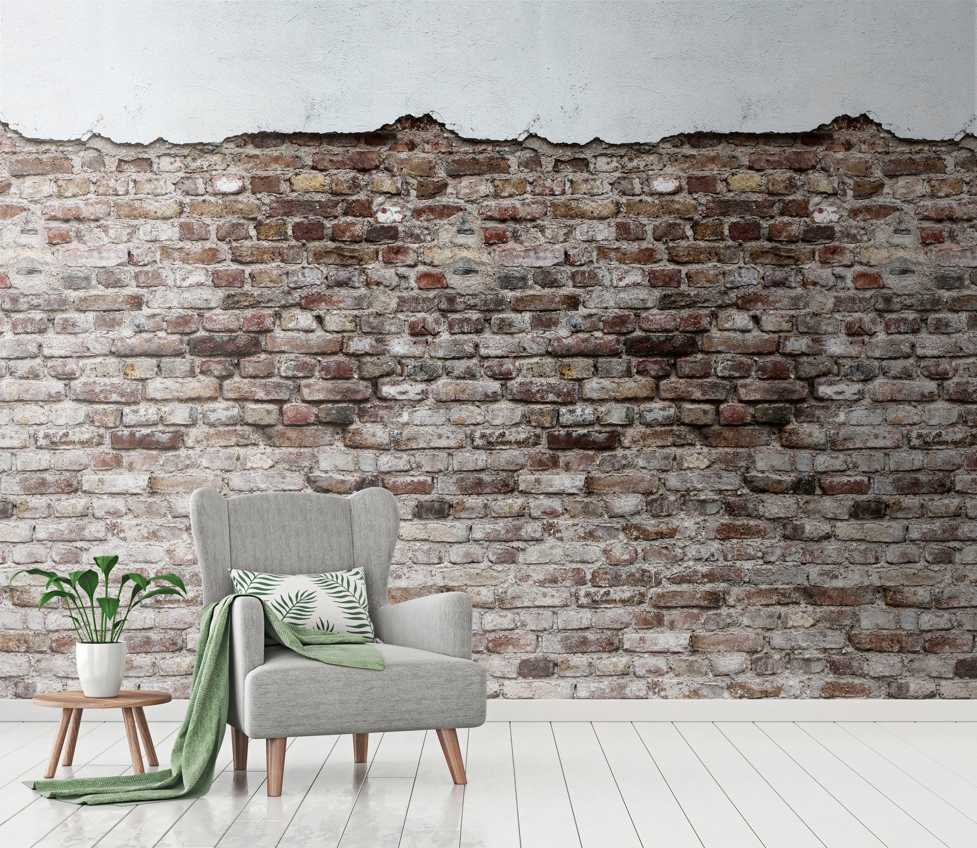 living walls Fototapete The Wall, glatt, Steinoptik, urban, Motiv, Fototapete Vintage Tapete Steinoptik Tapeten modern Design Wandtapete