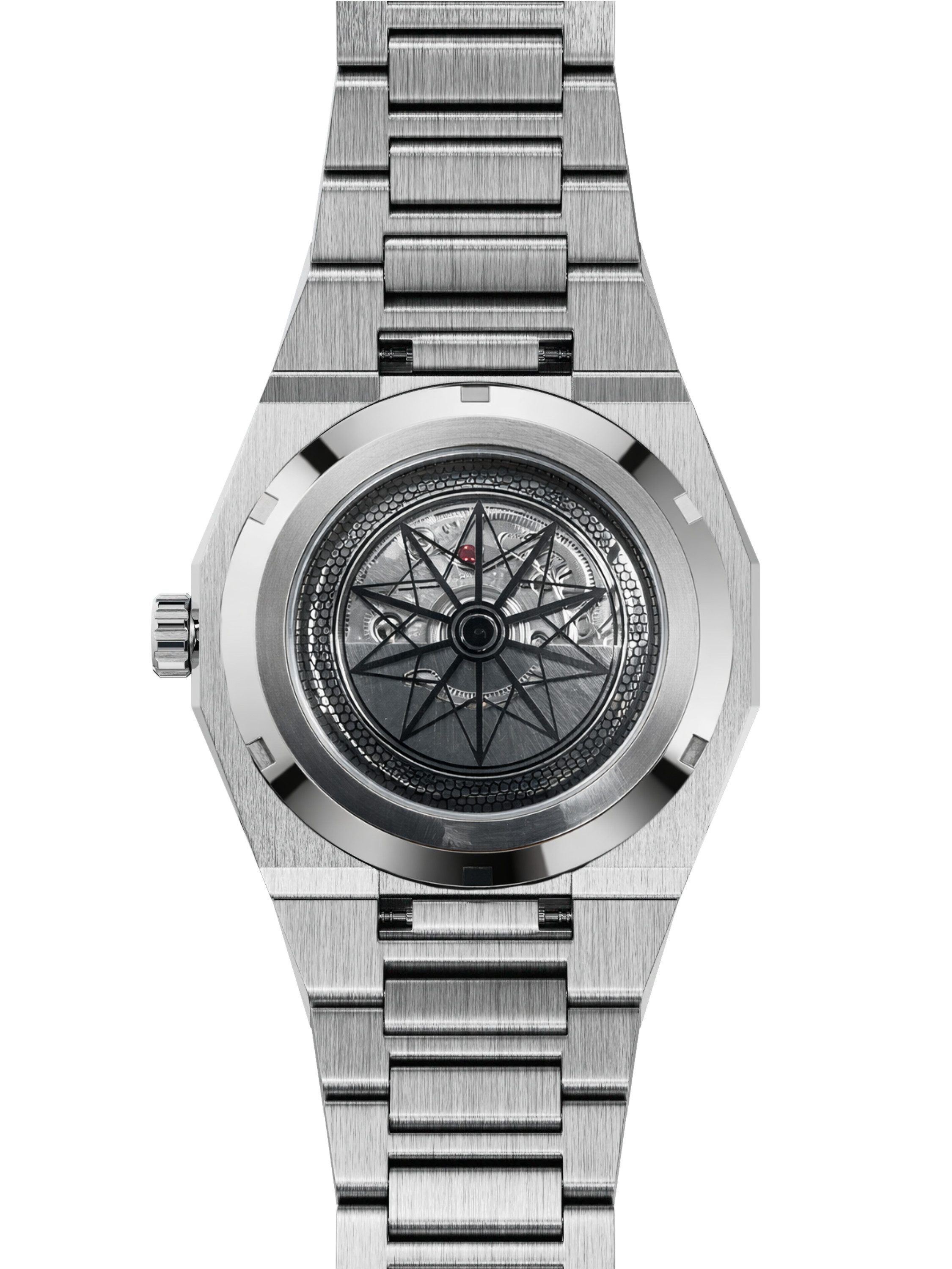 S&T Design Quarzuhr Frosted Uhr Armbanduhr Herrenuhr Skelettuhr TIME SPACE SKELETT, (Packung, inkl. Uhrenbox), Quarzwerk 42mm Leuchtzeiger Skeletton Geschenkbox