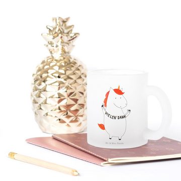 Mr. & Mrs. Panda Teeglas Einhorn Dankeschön - Transparent - Geschenk, Glas Teetasse, Unicorn, Premium Glas, Außerordentliches Design