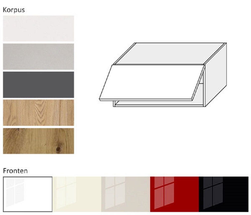 Feldmann-Wohnen Klapphängeschrank PLATINIUM (Hängeschrank mit Klapptür, Küchenschrank) PN-W4B/80 - Korpus- und Frontfarbe wählbar