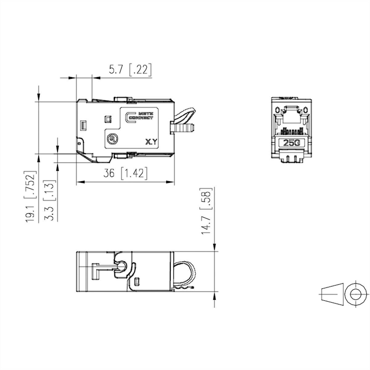 Metz Connect 25G-net Jack, 25Gmodul Netzwerk-Panel (130B11-25-E)