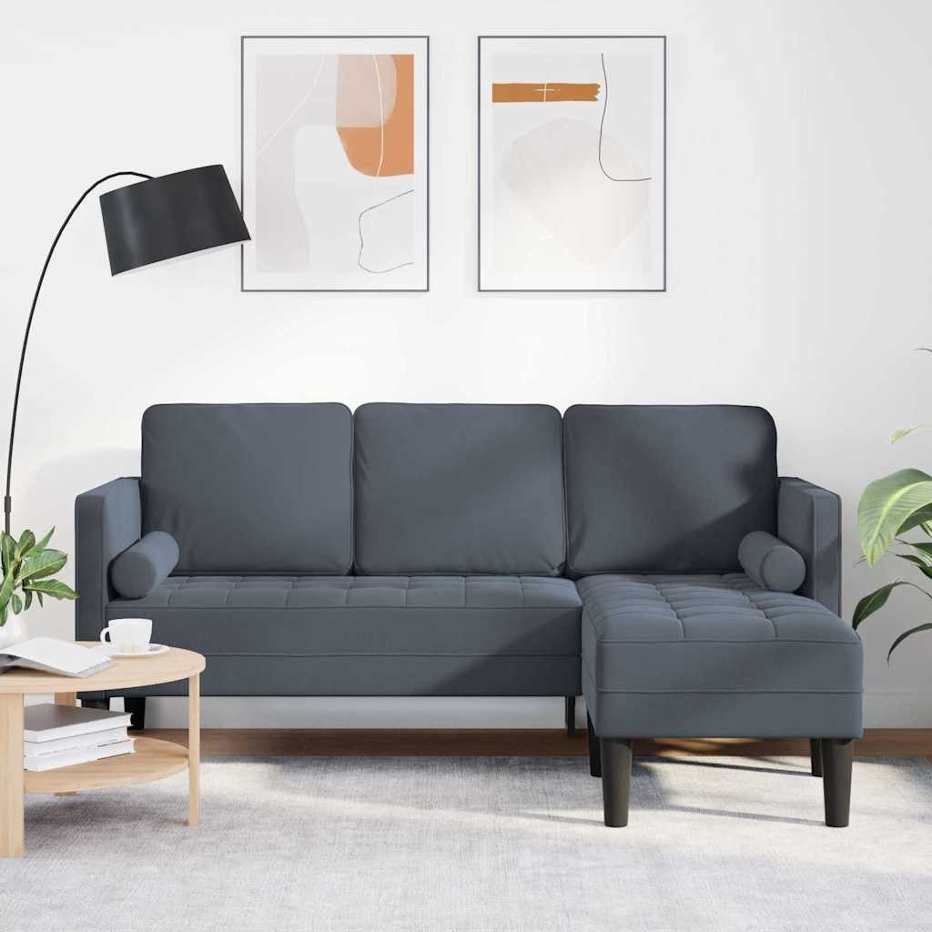 vidaXL Sofa, Sofa Set mit Kissen Dunkelgrau Polyester