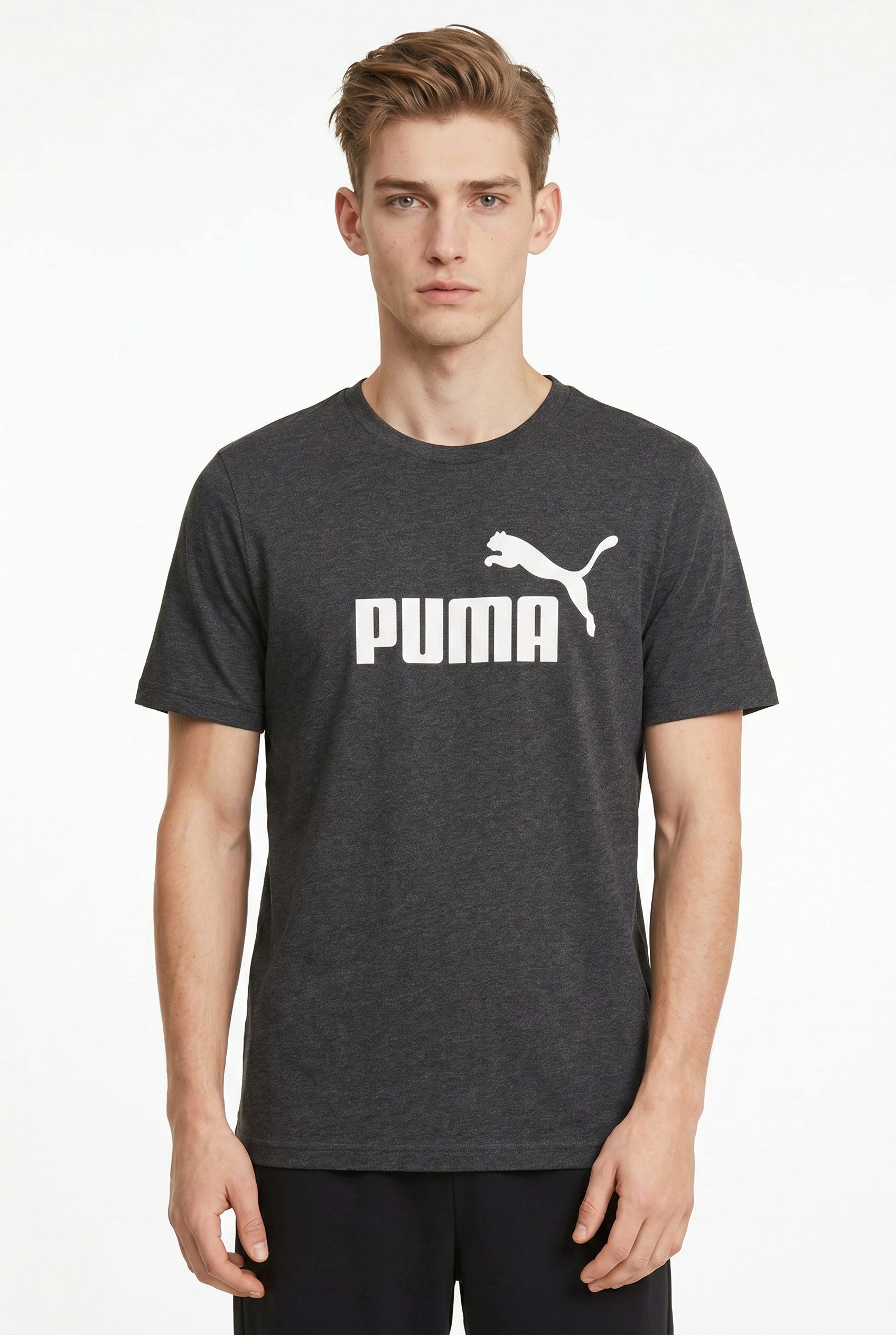 PUMA T-Shirt ESS NO 1 LOGO HEATHER TEE Regular Fit, Kurzarm, Rundhalsausschnitt, meliertes Design