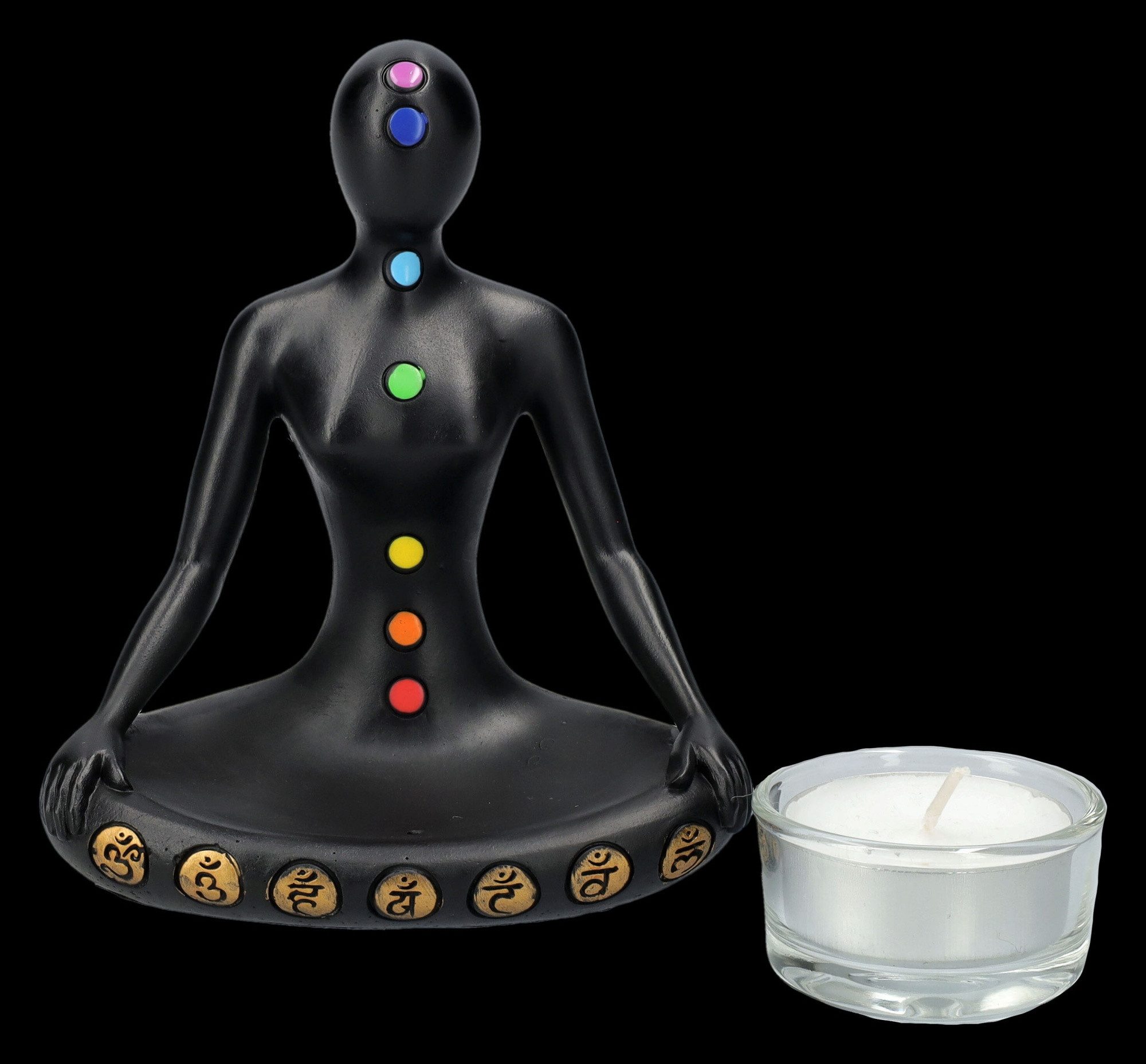 Figuren Shop GmbH Teelichthalter Teelichthalter - Chakra Yoga - Kerzenhalter Teelicht-Halter magische D