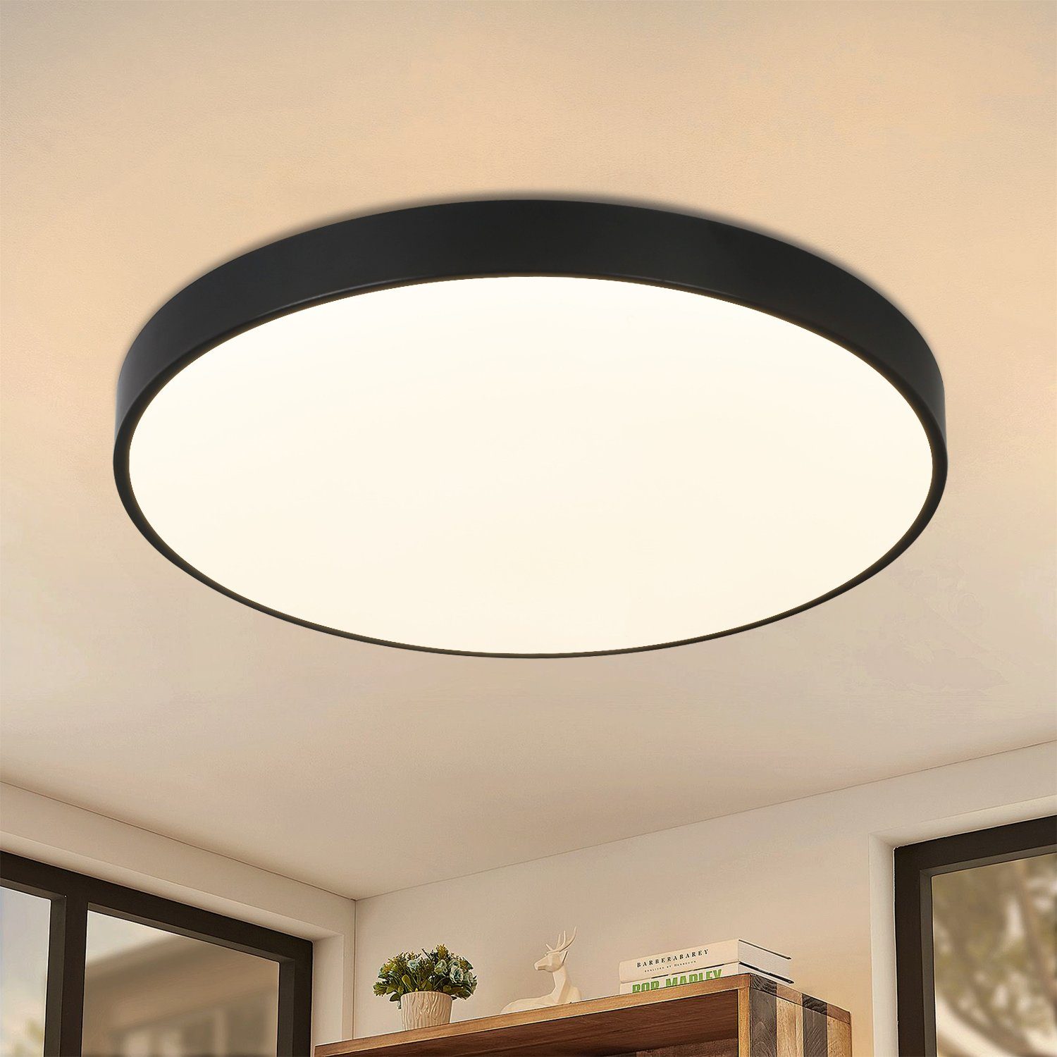 Nettlife LED Deckenleuchte 17 W Badezimmerlampe Küchenlampe Flach IP44  Runde Moderne Flurlampe, LED fest integriert, Warmweiß, Wasserdicht