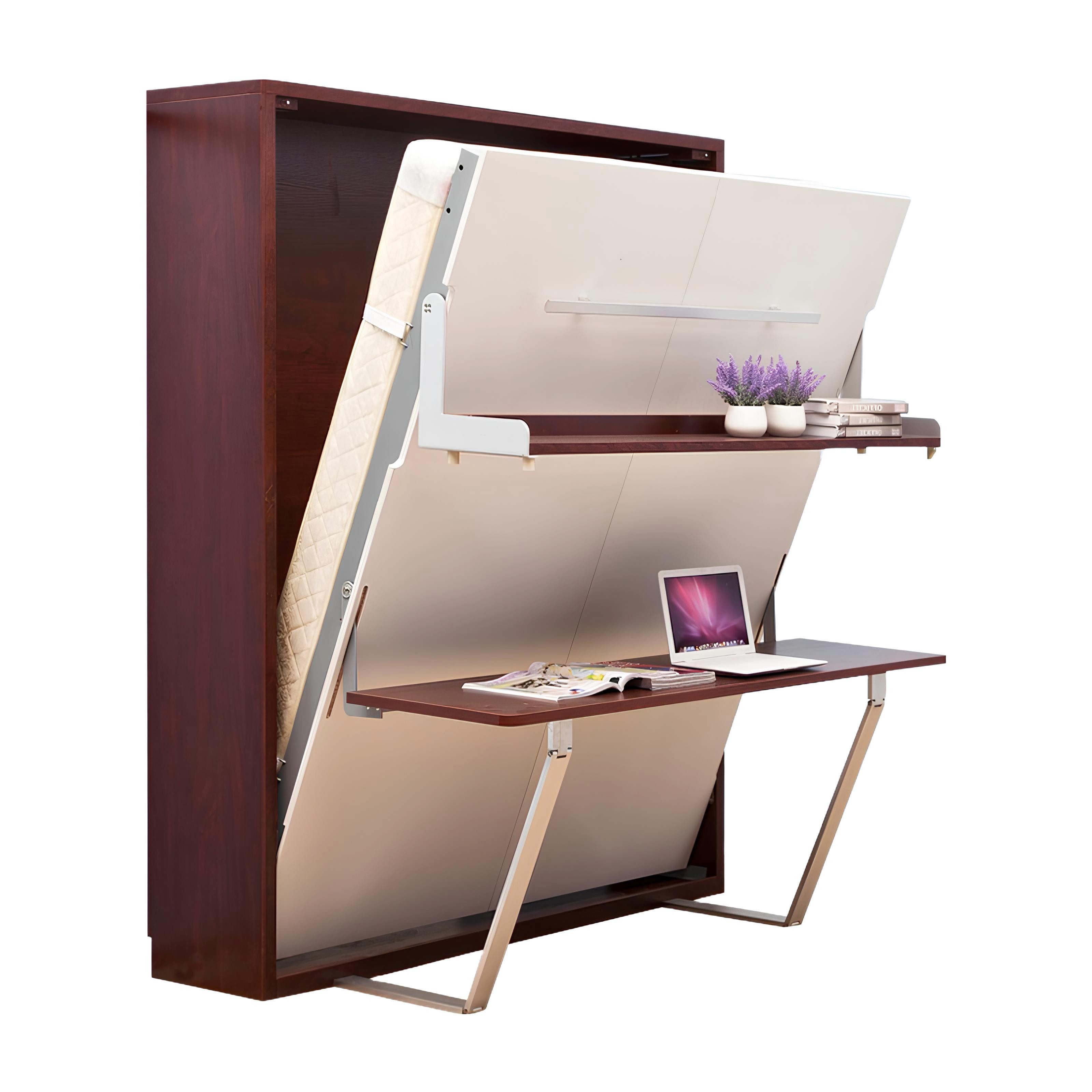 Xlmoebel Schrankbett Multifunktionales Schreibtisch-Regal-Bett in Holzoptik (Transformer Kleiderschrank) Hergestellt in Europa