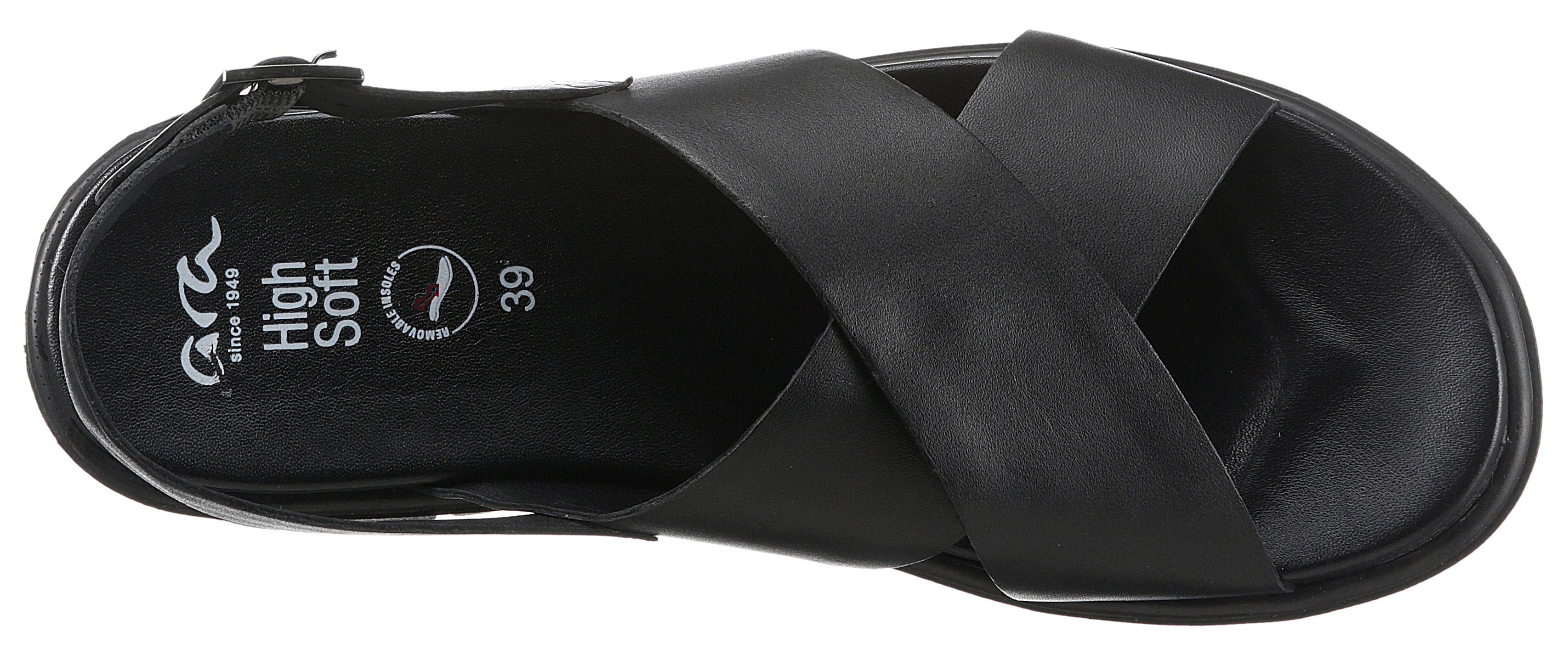 Schwarz Sandalette Schnalle verstellbarer mit BILBAO Ara