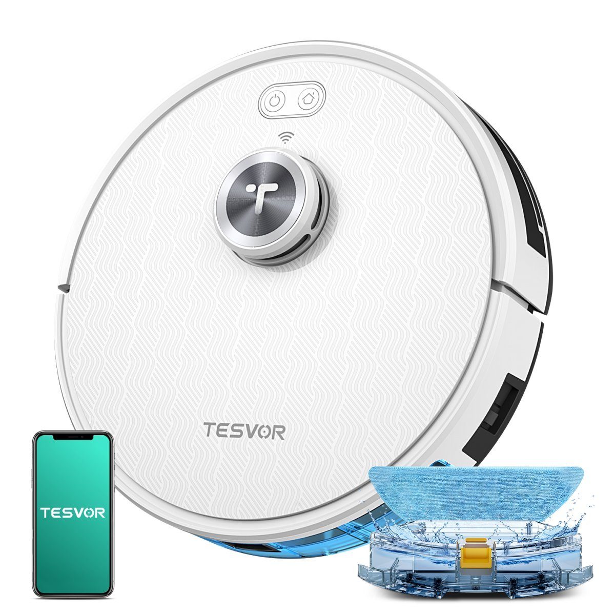 Tesvor Saugroboter S7 Pro Lasernavigation 5200mAh mit Wischfunktion 6000PA, Mit Staubbox beutellos,6000Pa