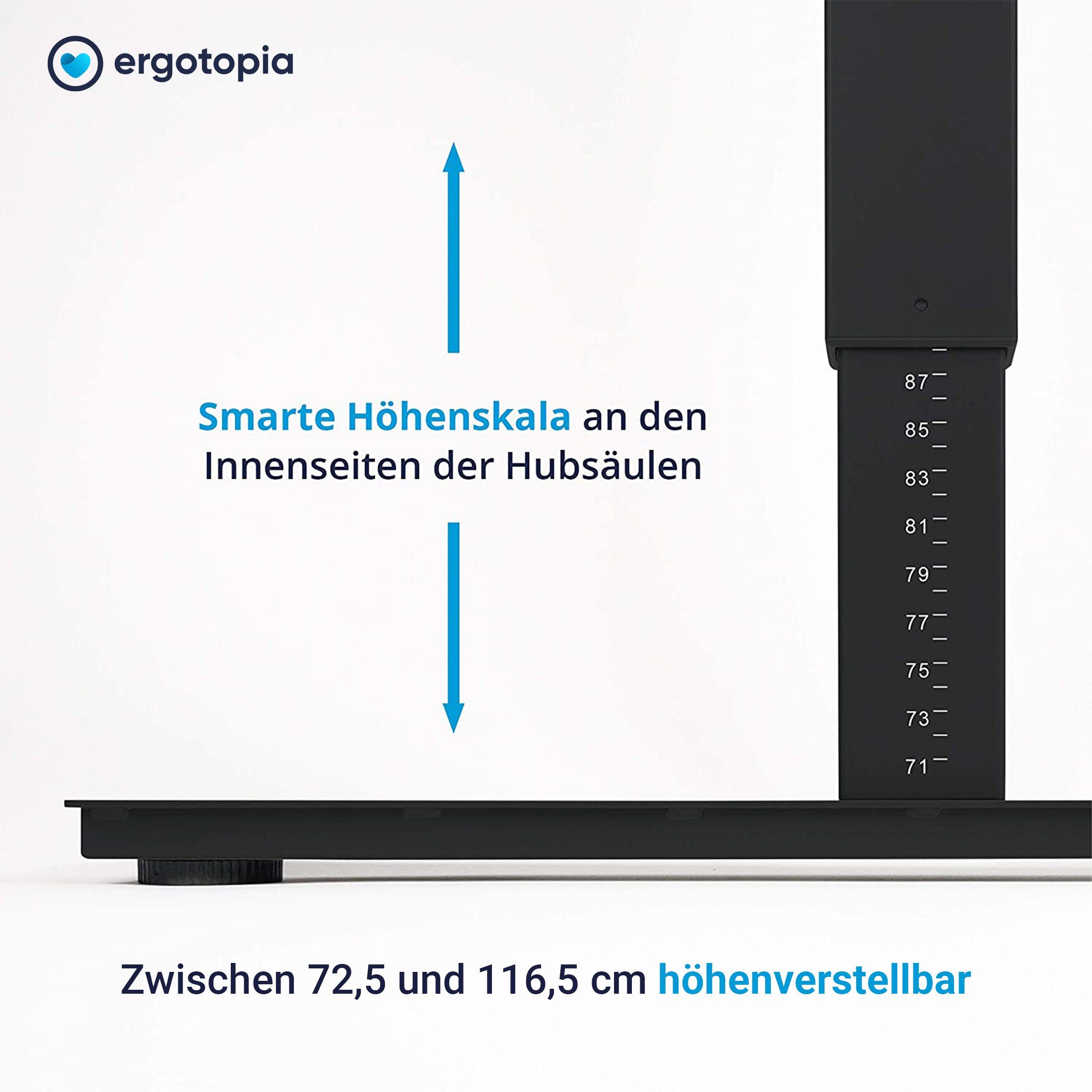 Ergotopia Schreibtisch Desktopia Budget höhenverstellbarer Schreibtisch, Höhenverstellbarkeit durch Kurbel