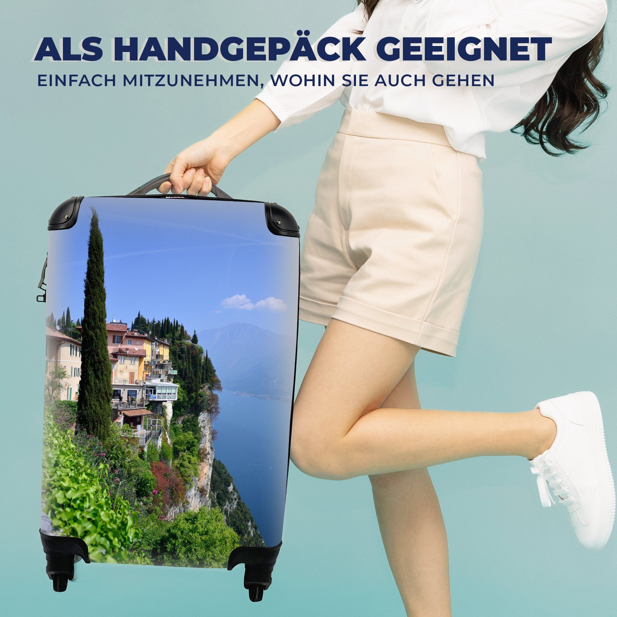 Gardasee Handgepäck Handgepäckkoffer - mit Reisetasche Trolley, Berg Ferien, Rollen, für rollen, MuchoWow Haus, 4 Reisekoffer -