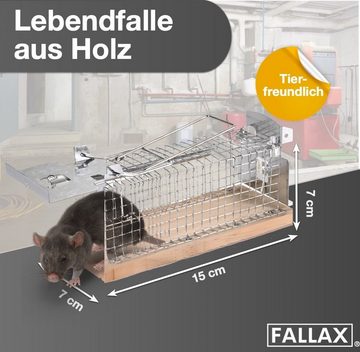 Fallax® Lebendfalle 3er Tierfreundlich Mäusefallen Set aus Holz, lebend - Mausefalle, Tierfreundlich / Lebend