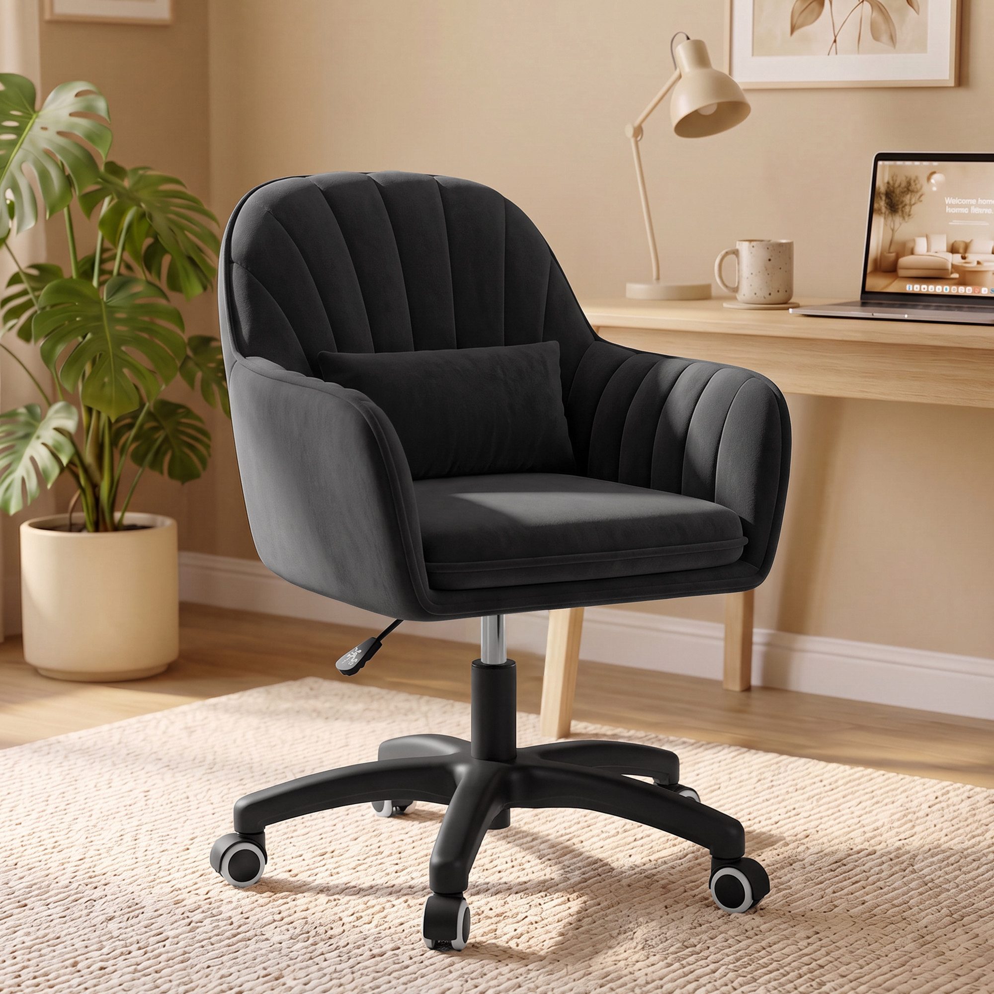 HawthyHome Bürostuhl Ergonomischer Homeoffice-Stuhl, 360° Drehbar & Höhenverstellbar (1 St), Samtbezug mit Kopfkissen, ideal für Arbeitszimmer & Schlafzimmer