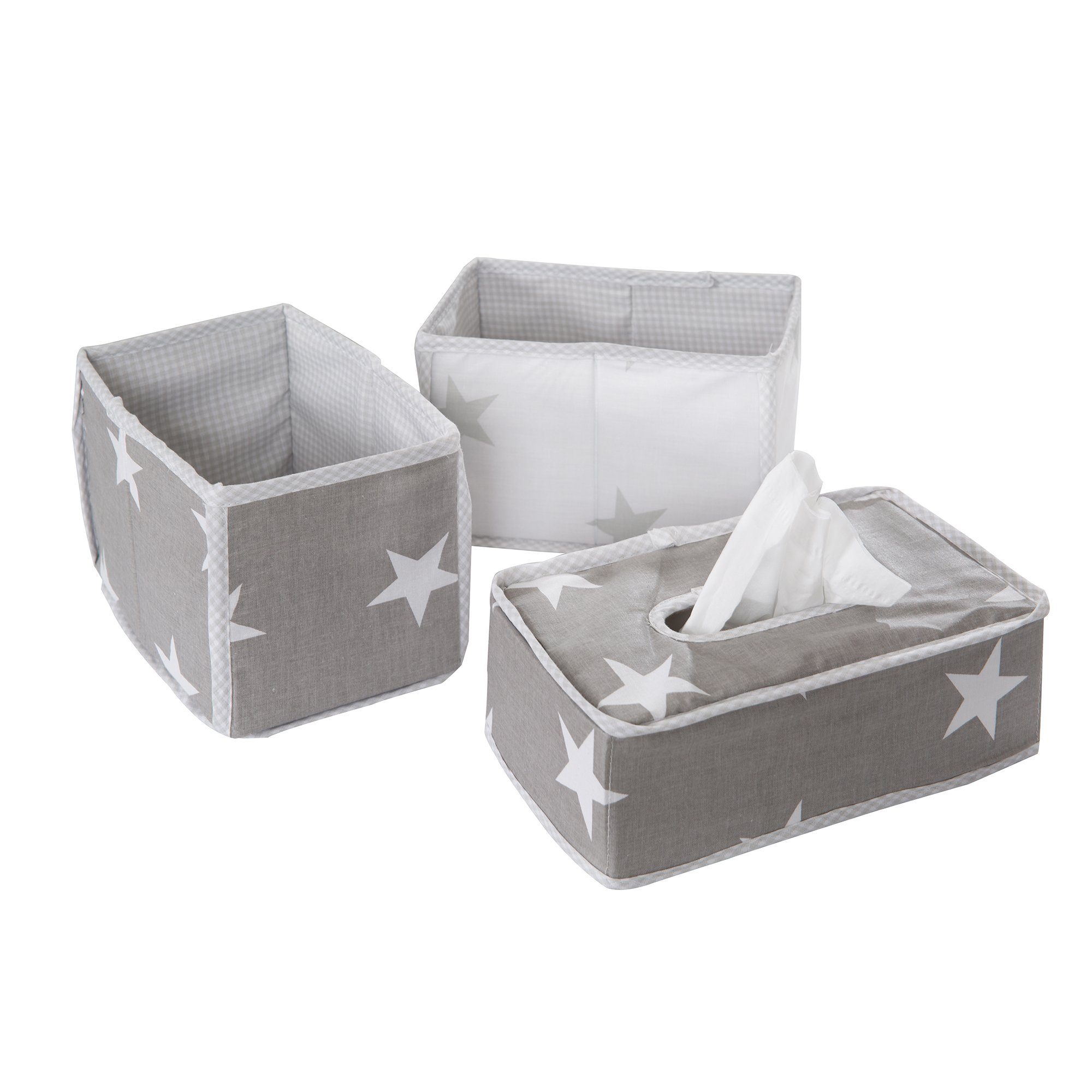 roba® Badorganizer Pflegeorganizer-Set (3 St), 2 Boxen für Windeln & Zubehör, 1 Feuchtücherbox Little Stars
