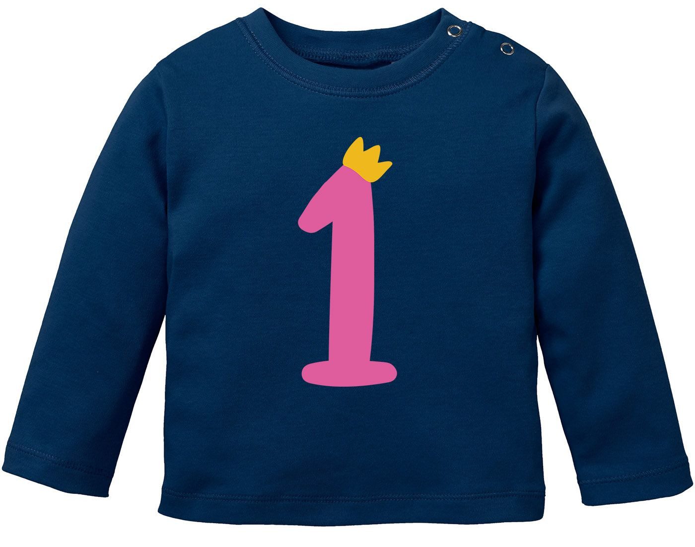 Body Baby Langarm-Shirt 1. Geburtstag Zahl 1 Krone Geburtstagsshirt