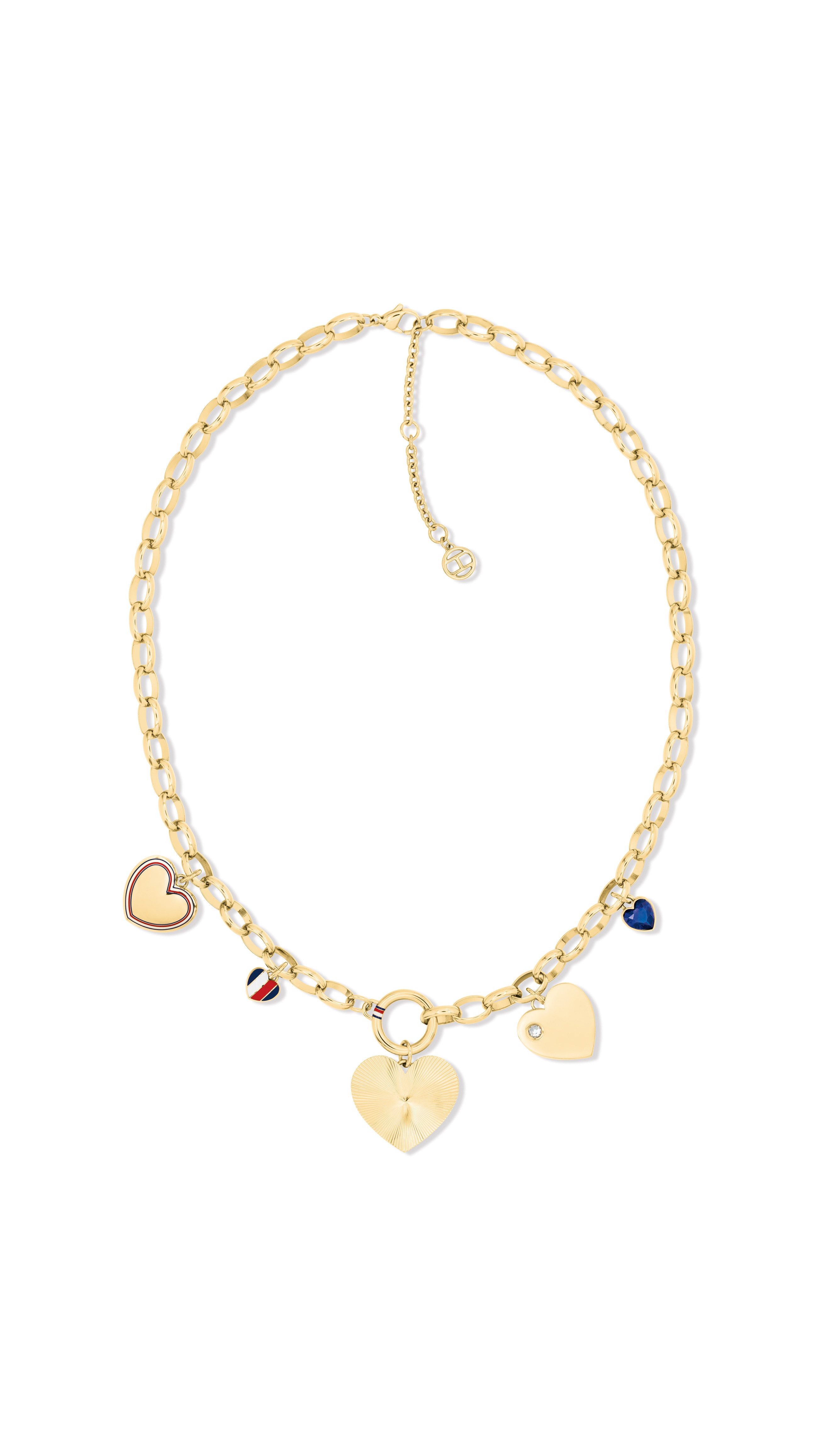 Tommy Hilfiger Kette mit Anhänger HEART CHARMS, mit Glasstein - Emaille