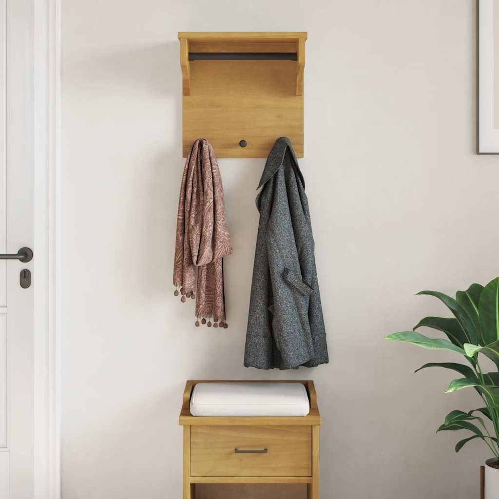 vidaXL Garderobenständer Wandgarderobe SANDNES 43x30x42 cm Massivholz Kiefer, (1 St)