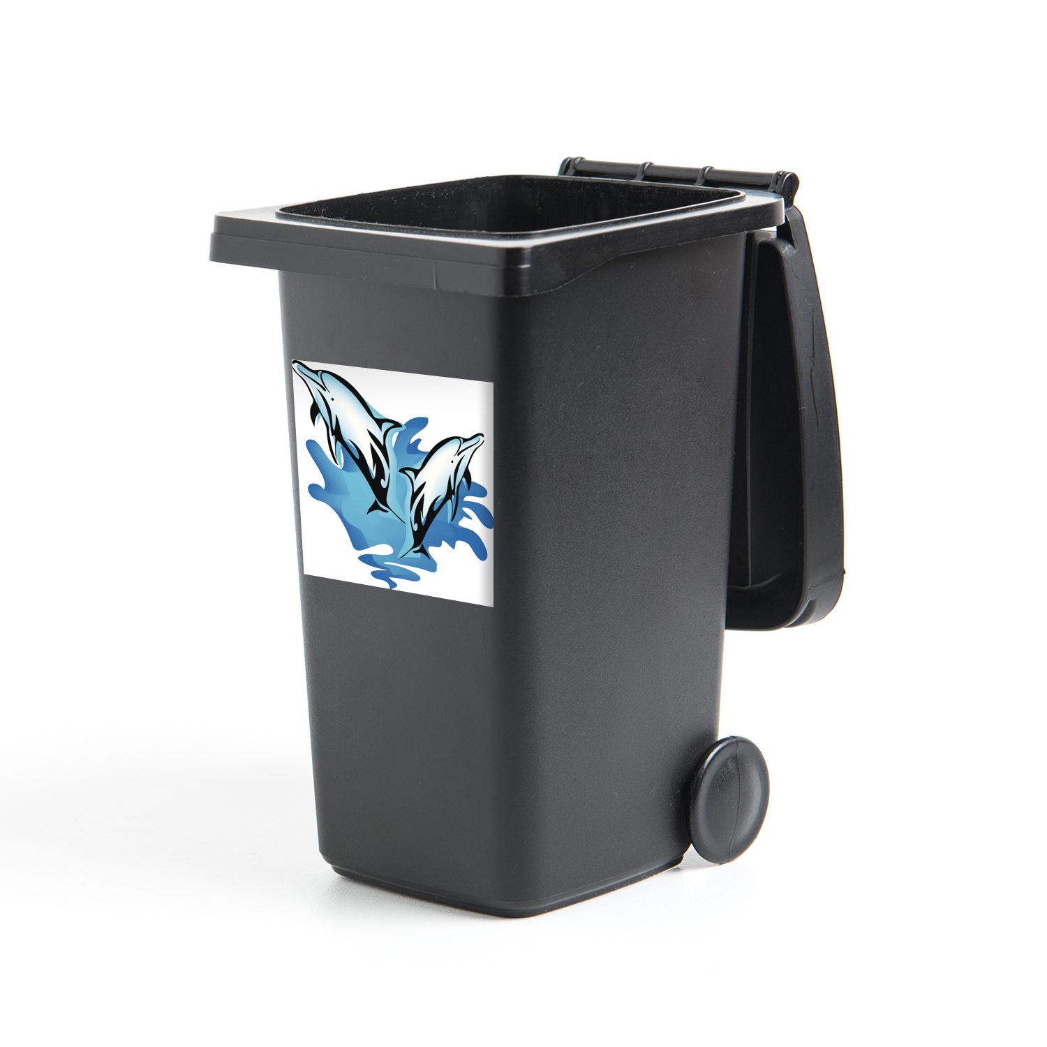 MuchoWow Wandsticker Delfine - Wasser - Weiß (1 St), Mülleimer-aufkleber, Mülltonne, Sticker, Container, Abfalbehälter