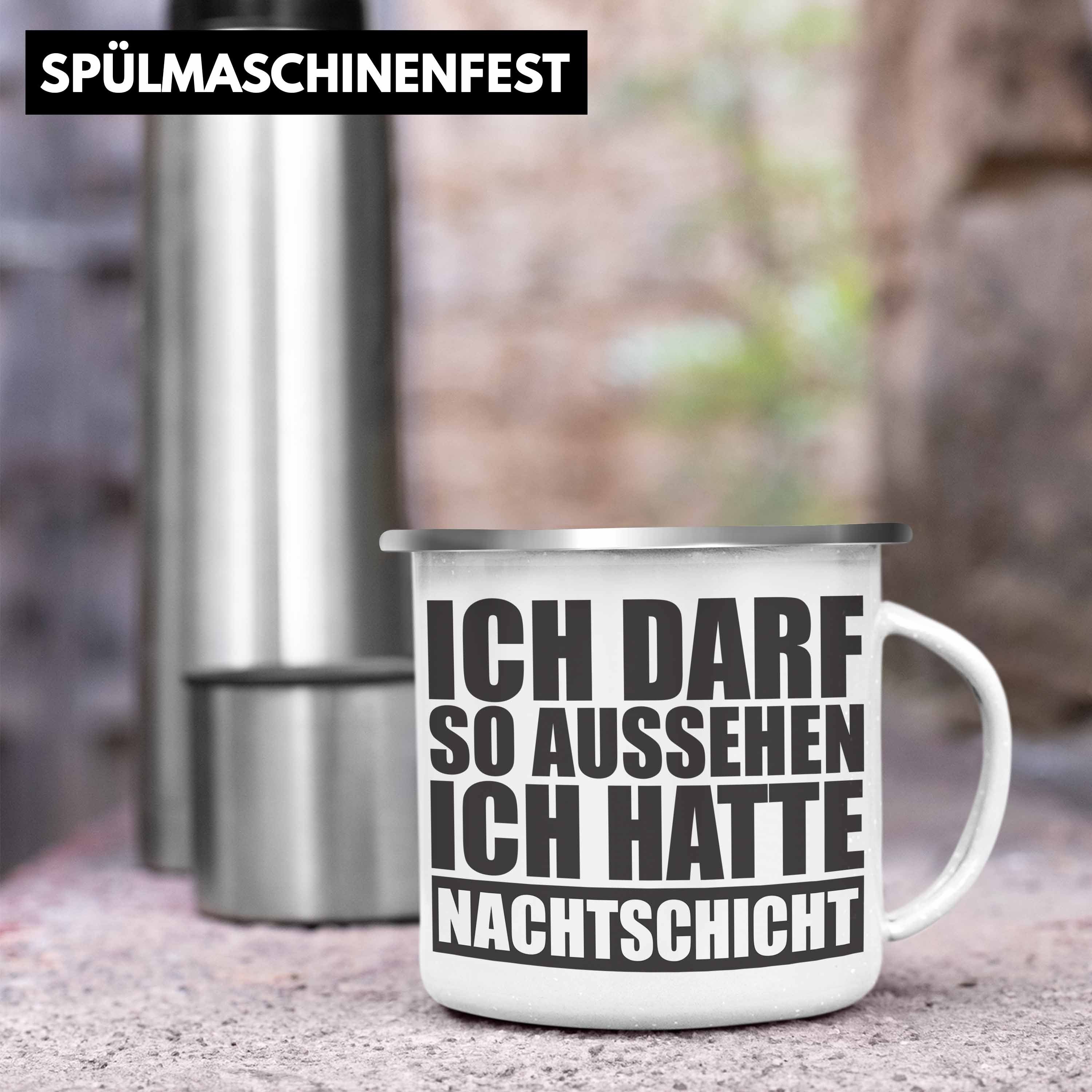 Silber Ich Tasse Trendation mit Darf So Emaille Kollege Aussehen Trendation Thermotasse Geschenk - Ich Spruch Hatte Nachtschicht