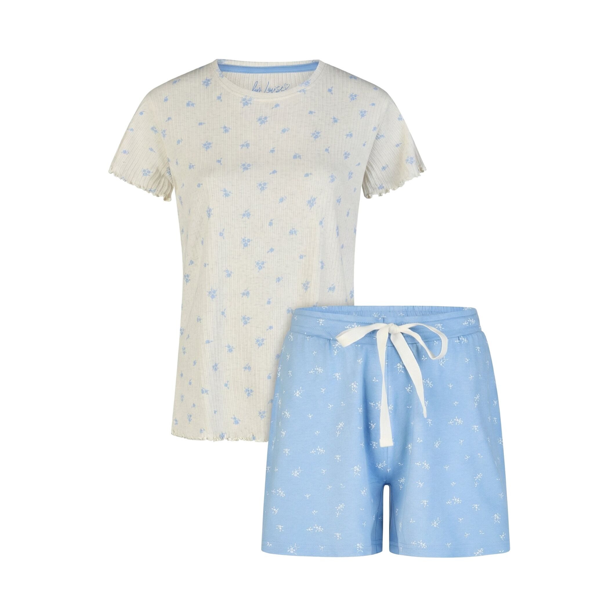 By Louise Schlafanzug by Louise Damen Pyjama – Kurzarm Schlafanzug mit kurzer Hose Floral