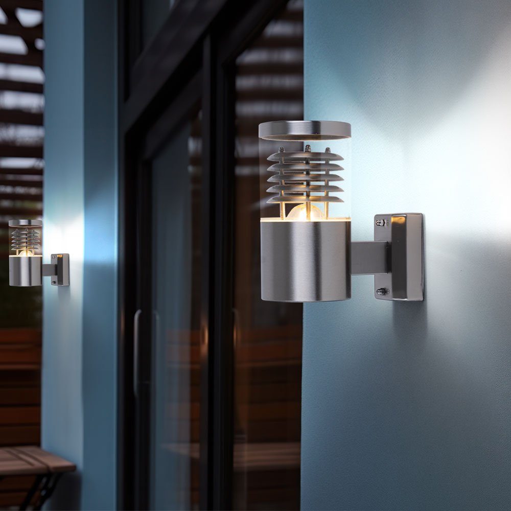 Gartenlampe inklusive, Wandleuchte Leuchtmittel LED Edelstahl Außen-Wandleuchte, Fassadenleuchte Warmweiß, etc-shop Außen